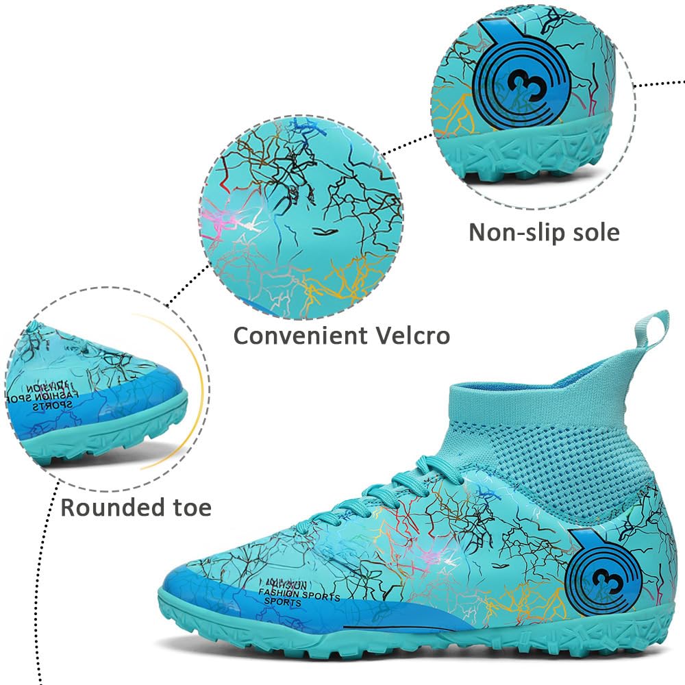 Youth Soccer Shoes for Boys & Girls - Firm Ground Turf Cleats for Outdoor Training & Matches