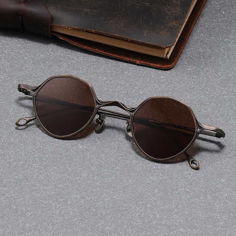 Unisex Black Titanium Polarized Sunglasses S5973 - Full Rim Polygon Frame for Men & Women - Perfect for Driving, Outdoor Sports & Fashion Accessories