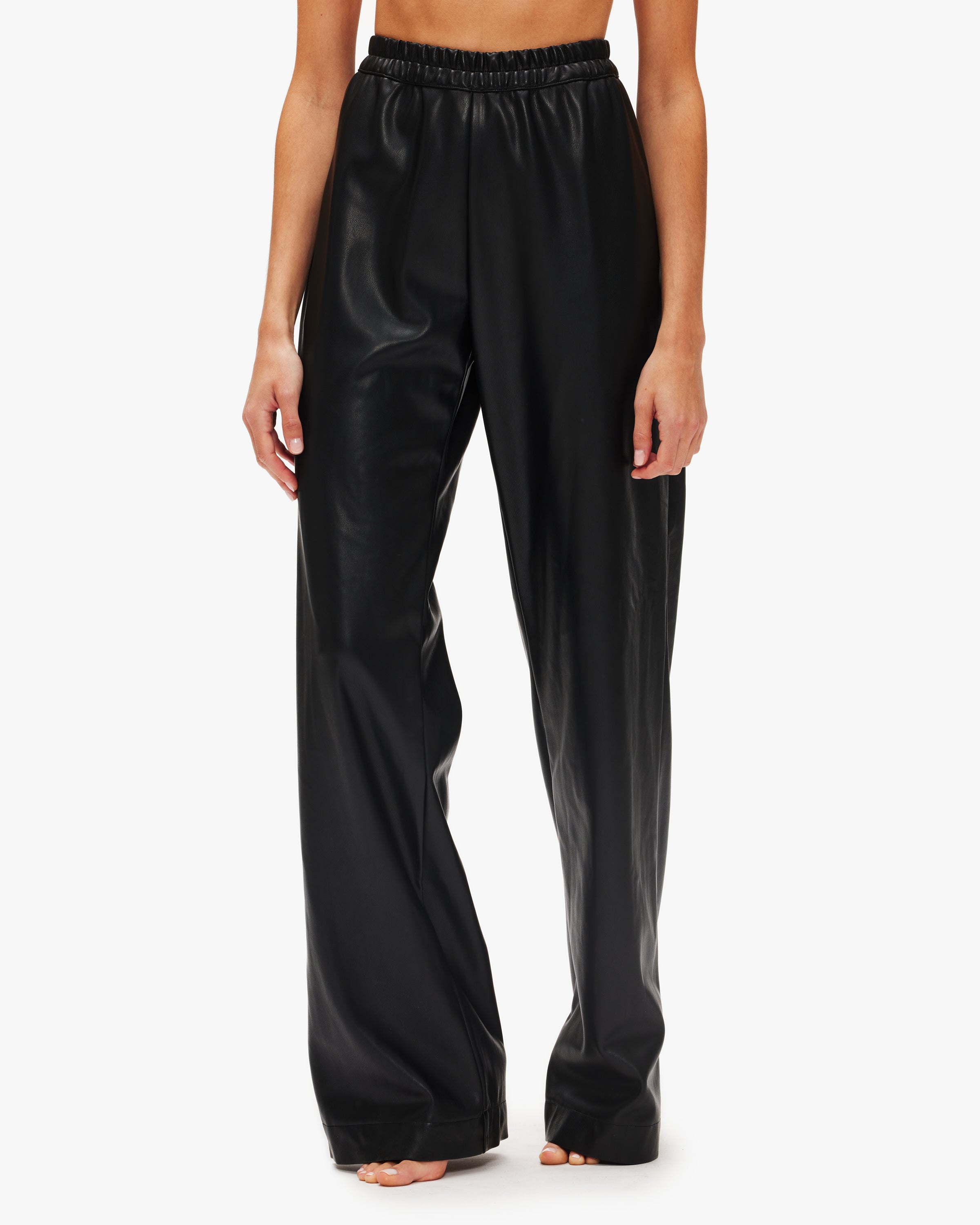 Enza Costa Women's Soft Leather Straight Leg Pants - Comfortable & Stylish for Work, Travel & Casual Wear