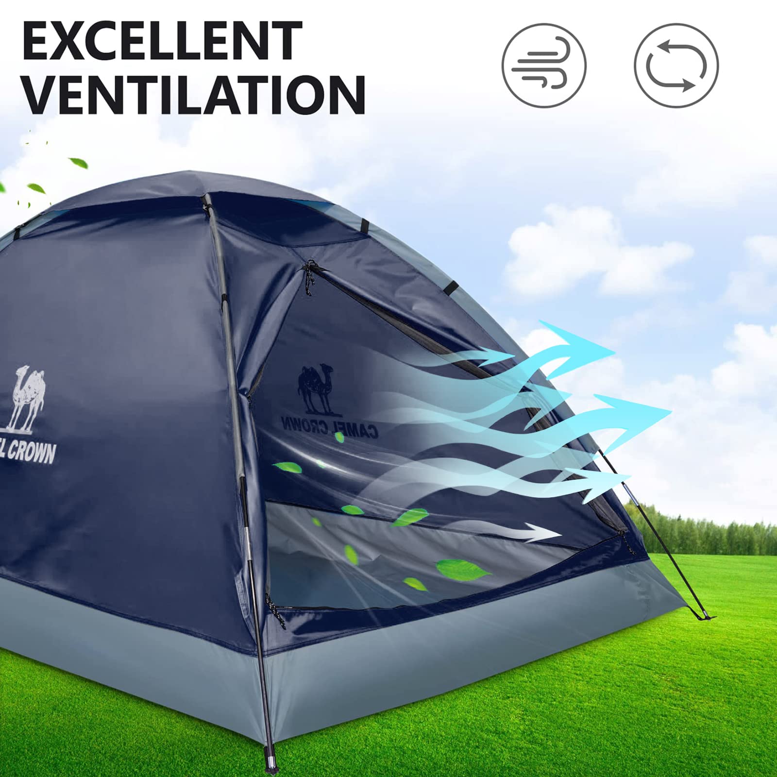 CAMEL CROWN 2-5 Person Waterproof Camping Tent - Lightweight & Spacious for Hiking/Backpacking