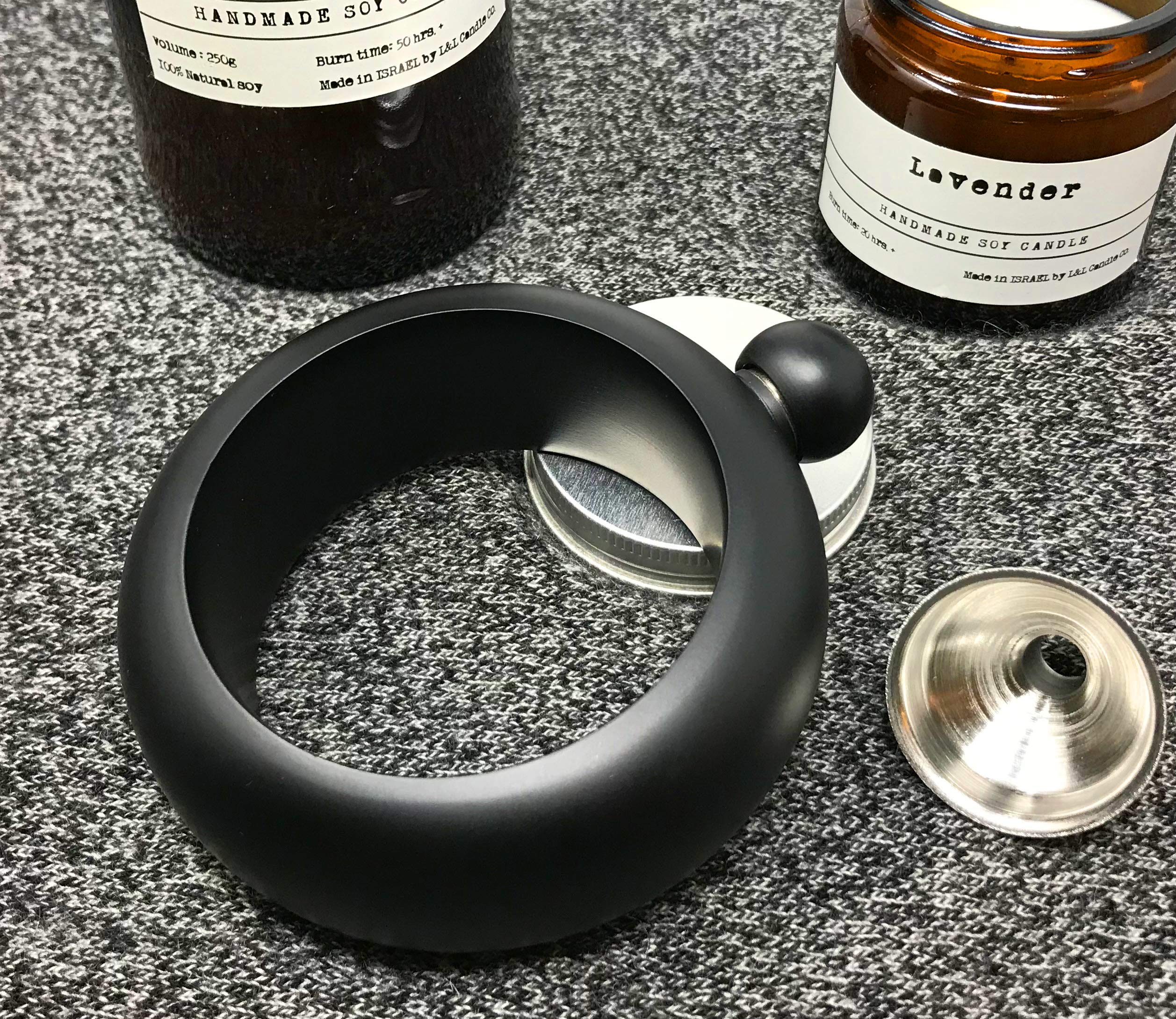 IDALIO 3.5oz Stainless Steel Matte Black Bangle Bracelet Flask for Women - Discreet Liquor Container with Funnel & White Gift Box | Perfect for Parties, Travel & Secret Drinking