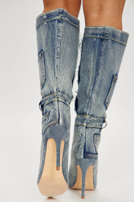 Scarlet Women's Denim Ankle Boots - Stylish Western Cowgirl Boots for Casual Outfits & Country Music Festivals
