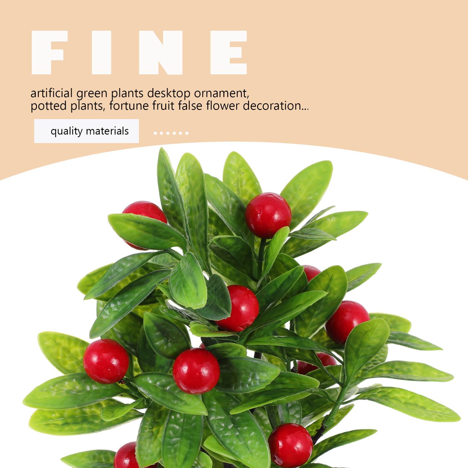 VOSAREA 2PCS Artificial Bonsai Tree - Mini Lifelike Lucky Tree with Red Fruits, Tabletop Decor for Home & Office, Feng Shui Greenery Decoration for Desk, Shelf, Living Room, Bedroom