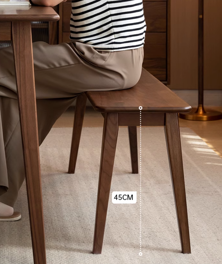 Solid Black Walnut Wood Modern Long Bench - Stylish Entryway, Dining Room, or Living Room Seating Furniture for Home Decor