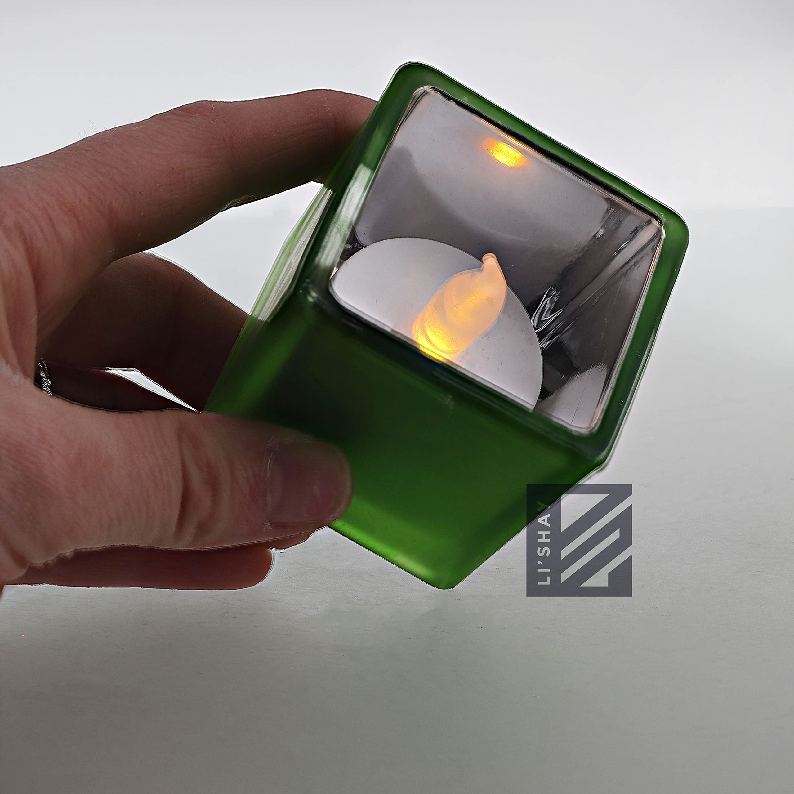 Elegant Green Square Tealight Candle Holder Set of 3 - Perfect for Home Decor, Wedding Centerpieces & Romantic Ambiance