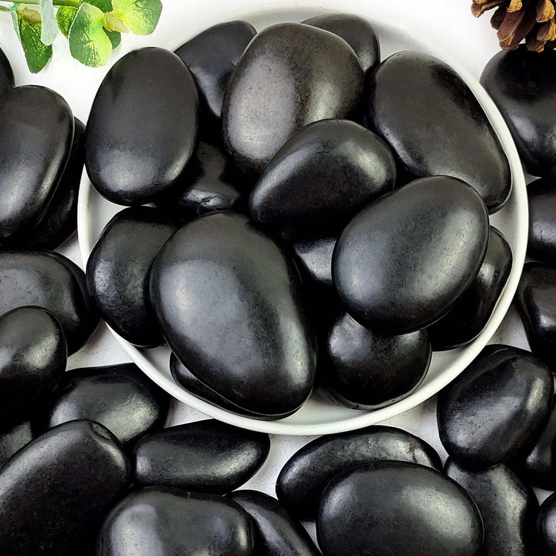 5lbs Black Polished River Rocks for Landscaping - 2-3 Inch Natural Decorative Stones for Plants, Fish Tanks, Aquariums, Vase Filler | Indoor & Outdoor Garden DIY Projects, Zen Decor, Water Features & Pathway Design