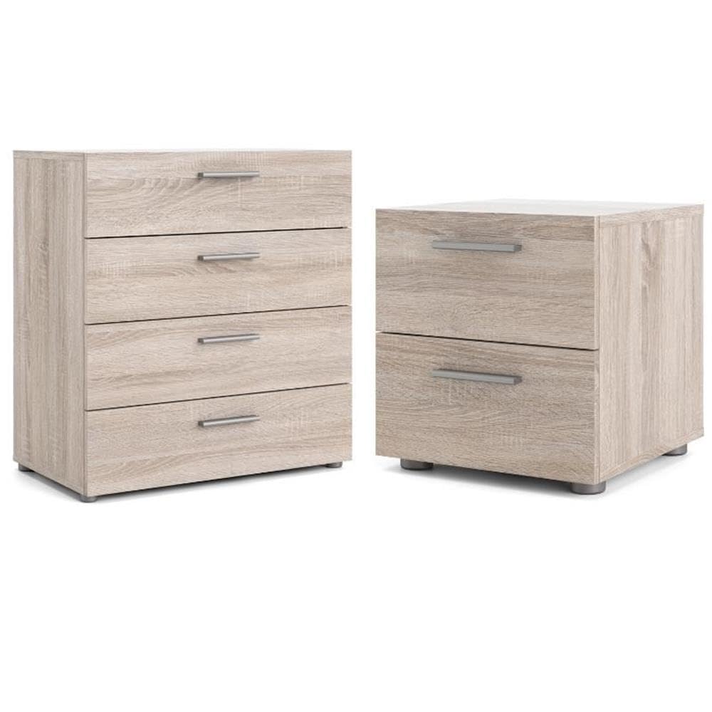 Home Square 4-Drawer Dresser & 2-Drawer Nightstand Set in Rich Truffle Finish - Perfect for Bedroom Furniture & Home Storage Organization