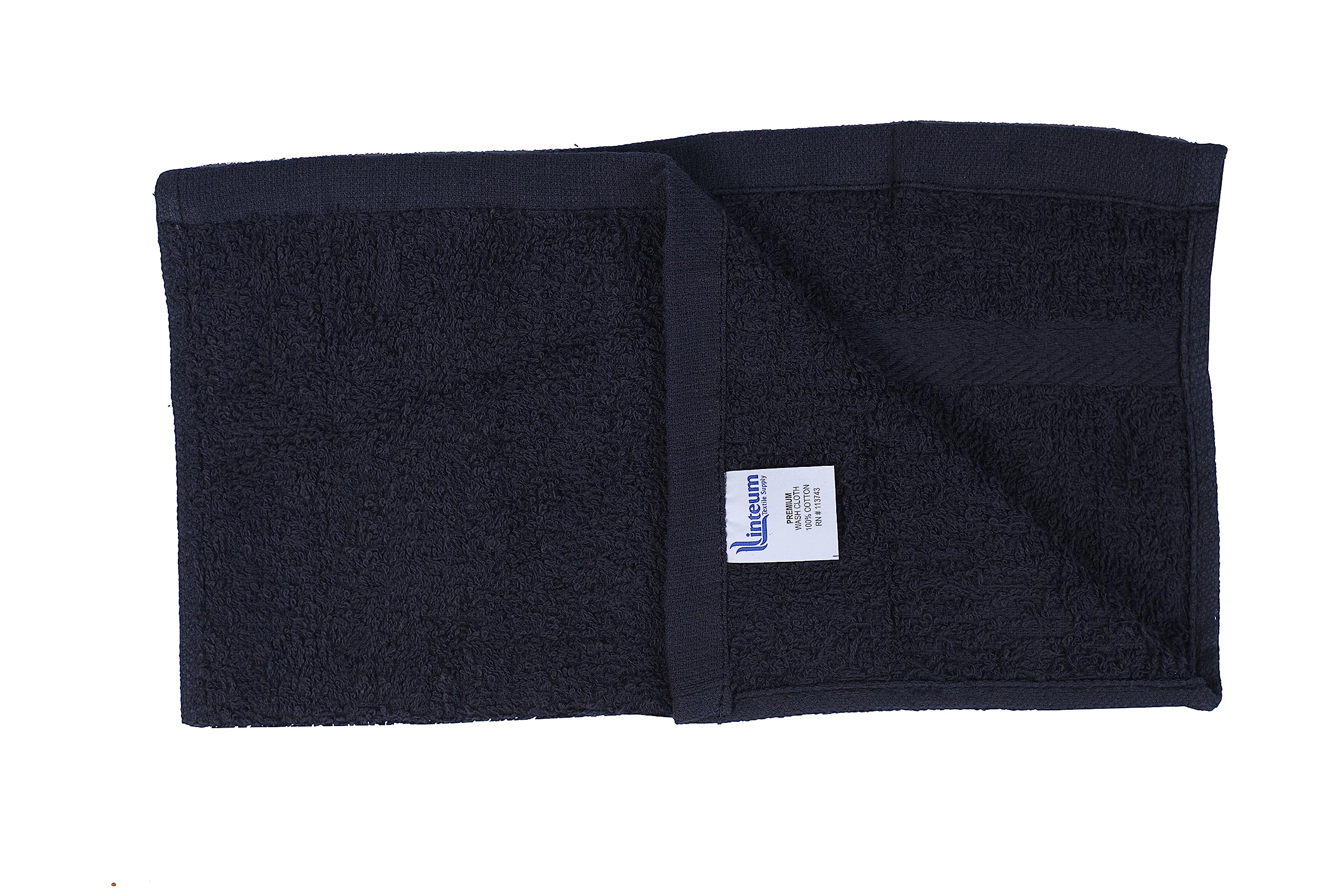 12 Pack Black 100% Soft Cotton Face Towel Set - 16 Single Ring Spun Washcloths (12x12 Inch) | Ultra Absorbent & Durable for Home, Spa, Gym, Hotel Use | Perfect for Skincare, Makeup Removal & Bathing