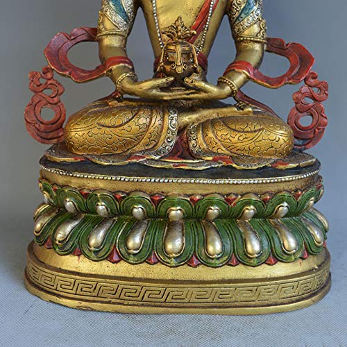 Longevity Buddha Statue - Handcrafted Brass Tibetan Buddhism Decor for Home Altar, Meditation Room & Spiritual Gifts | Feng Shui & Zen Decorations