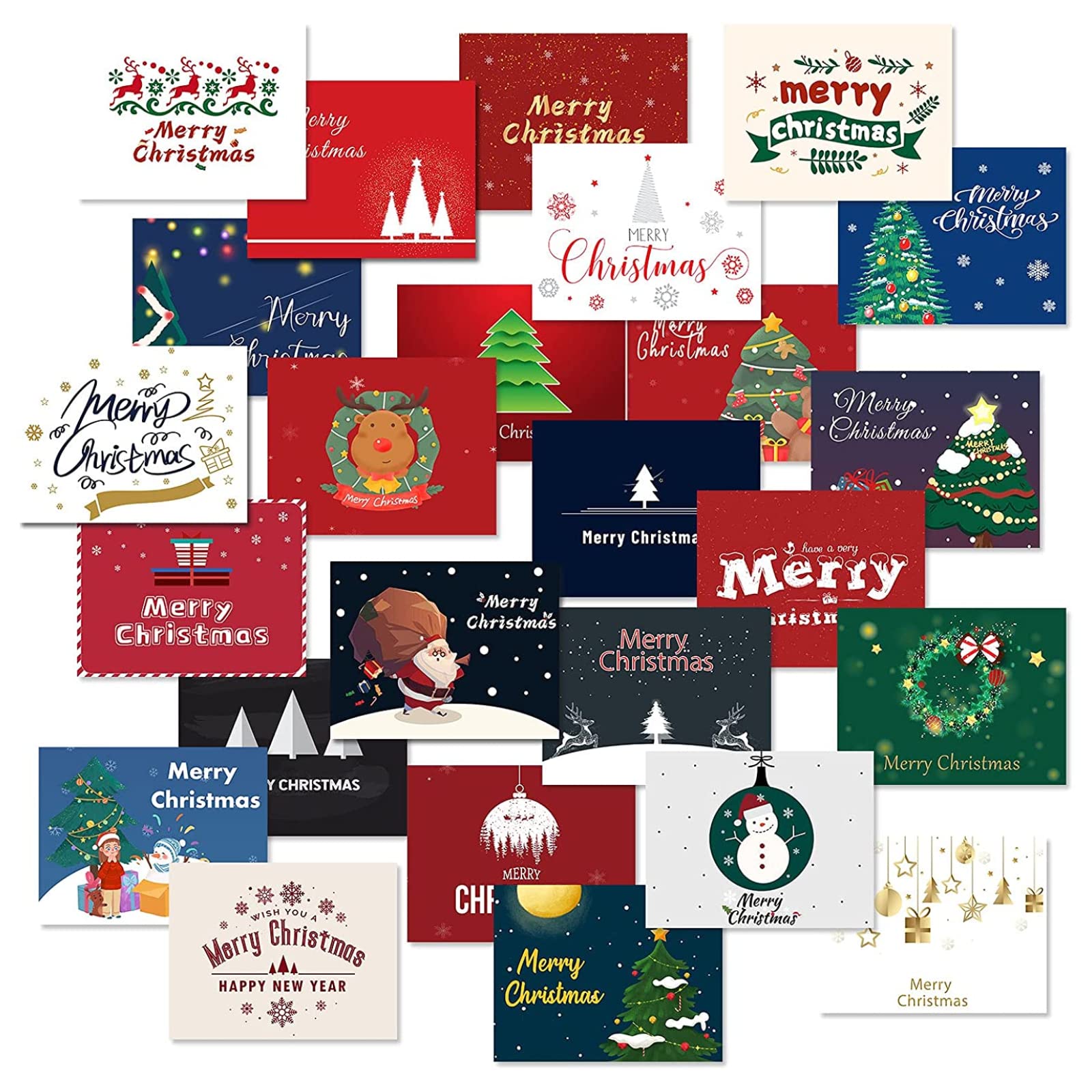 Feelfine Christmas Cards Bulk Pack - 50 Blank Greeting Cards with Envelopes (4.2 x 5.5 Inches) - 25 Funny Holiday Designs - Merry Christmas Cards for Office, Family & Friends Gift Exchange