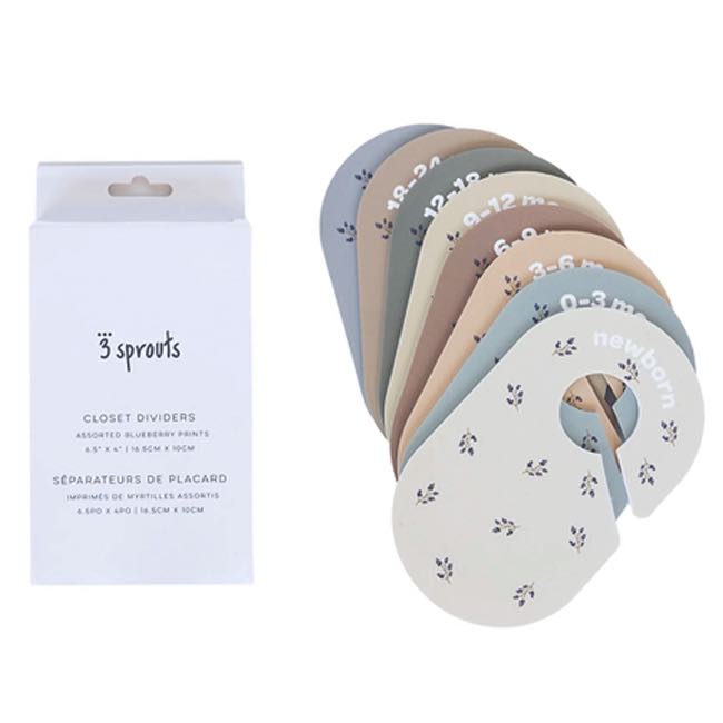 3 Sprouts Closet Dividers for Baby Clothes - Organizer for Newborn to 24 Months (Blueberry) - Perfect for Nursery, Baby Shower Gifts & Kids Room Organization