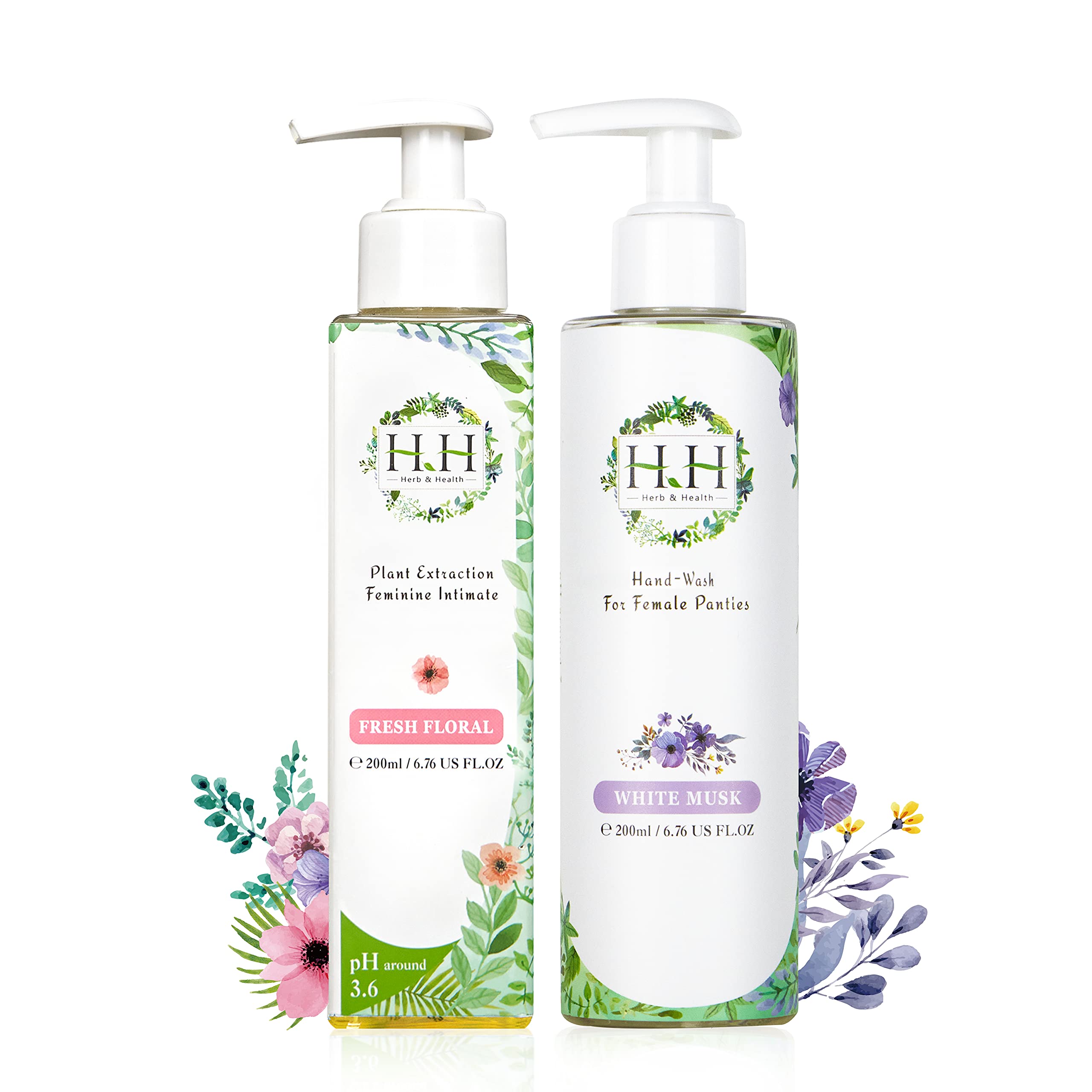 HH Herb&Health Feminine Wash & Panty Stain Remover - Natural Essential Oil Scented Vaginal Cleanser for Women | Gentle Vulva Care & Laundry Detergent | Daily Use for Lingerie, Underwear & Blood Stains | Intimate Hygiene & Stain Removal Solution