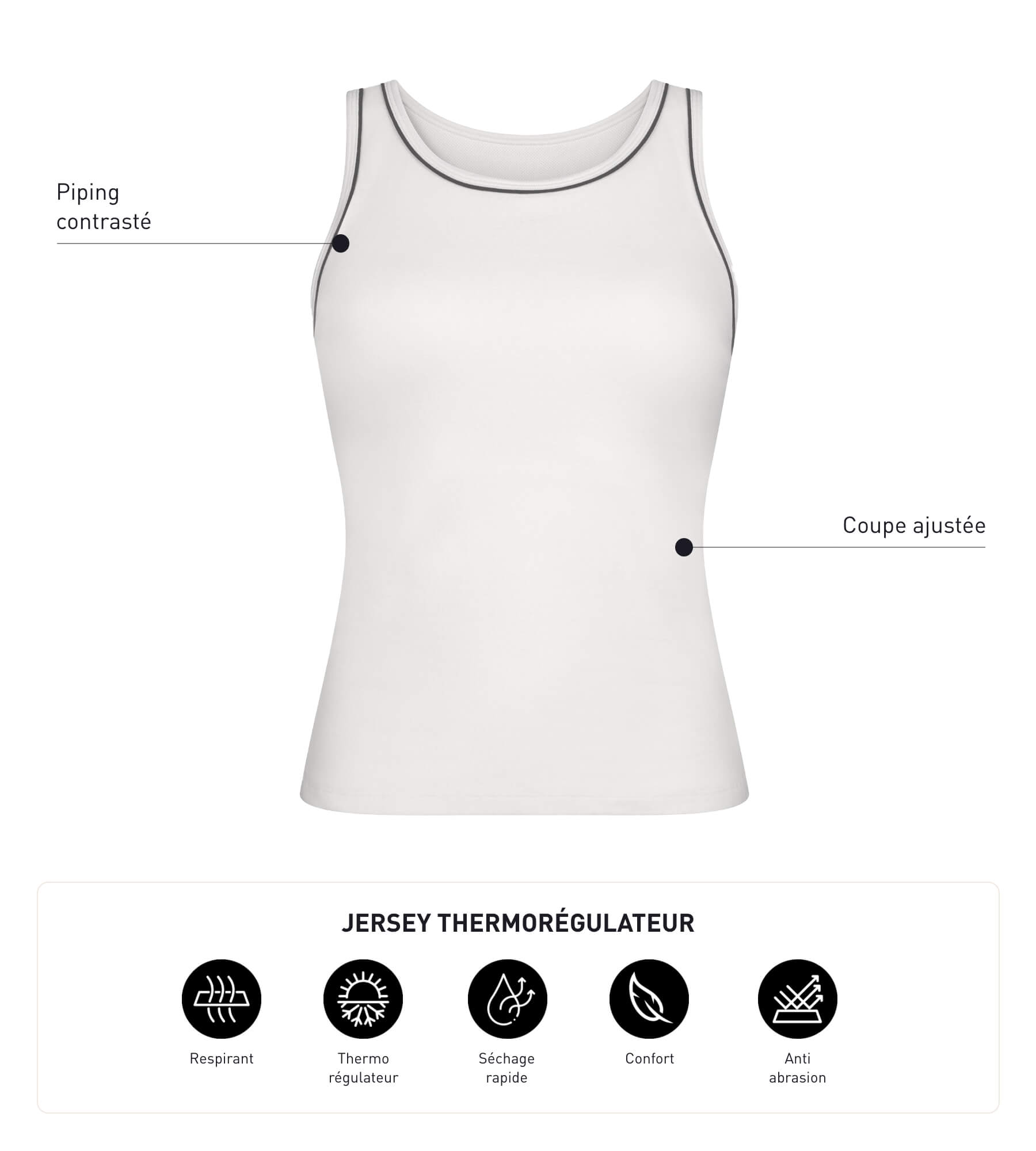 Women's Thermoregulating Sports Tank Top - Breathable Jersey Fabric in Ecru by Dim Move - Perfect for Yoga, Running & Gym Workouts