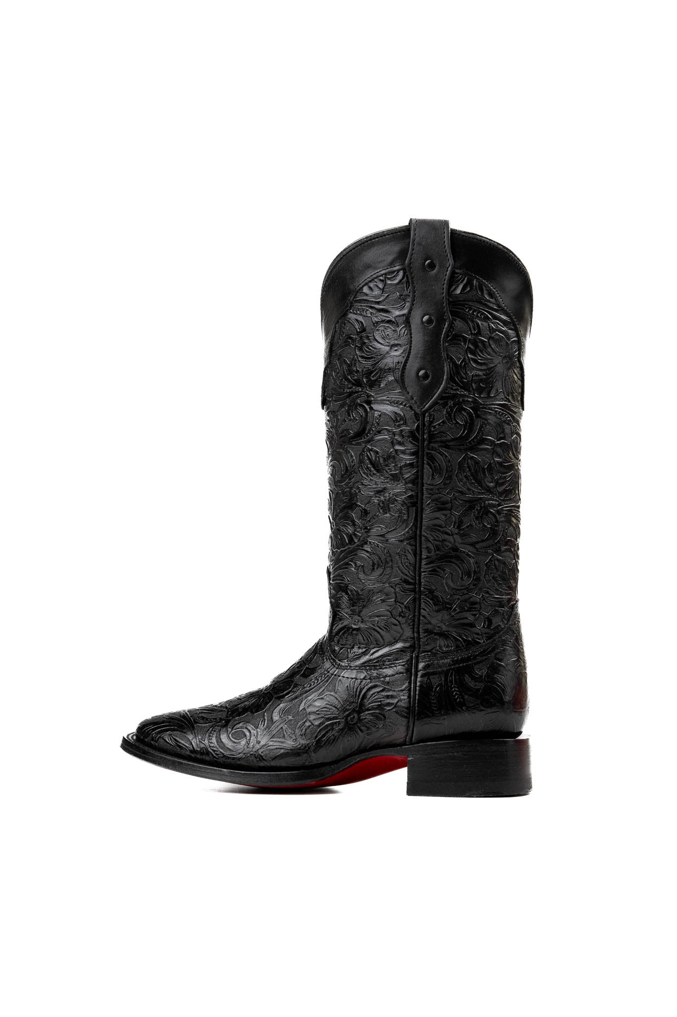 Ruby Red Cincelado Cowgirl Boots with Square Toe & Red Bottom - Perfect for Western Rides, Country Concerts, and Fashion Outfits