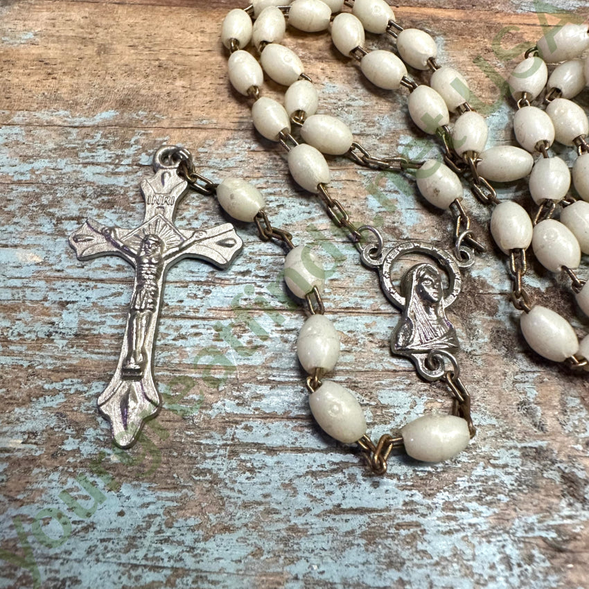 Vintage Luminous Glow in the Dark Rosary - Catholic Prayer Beads for Nighttime Devotion & Spiritual Comfort