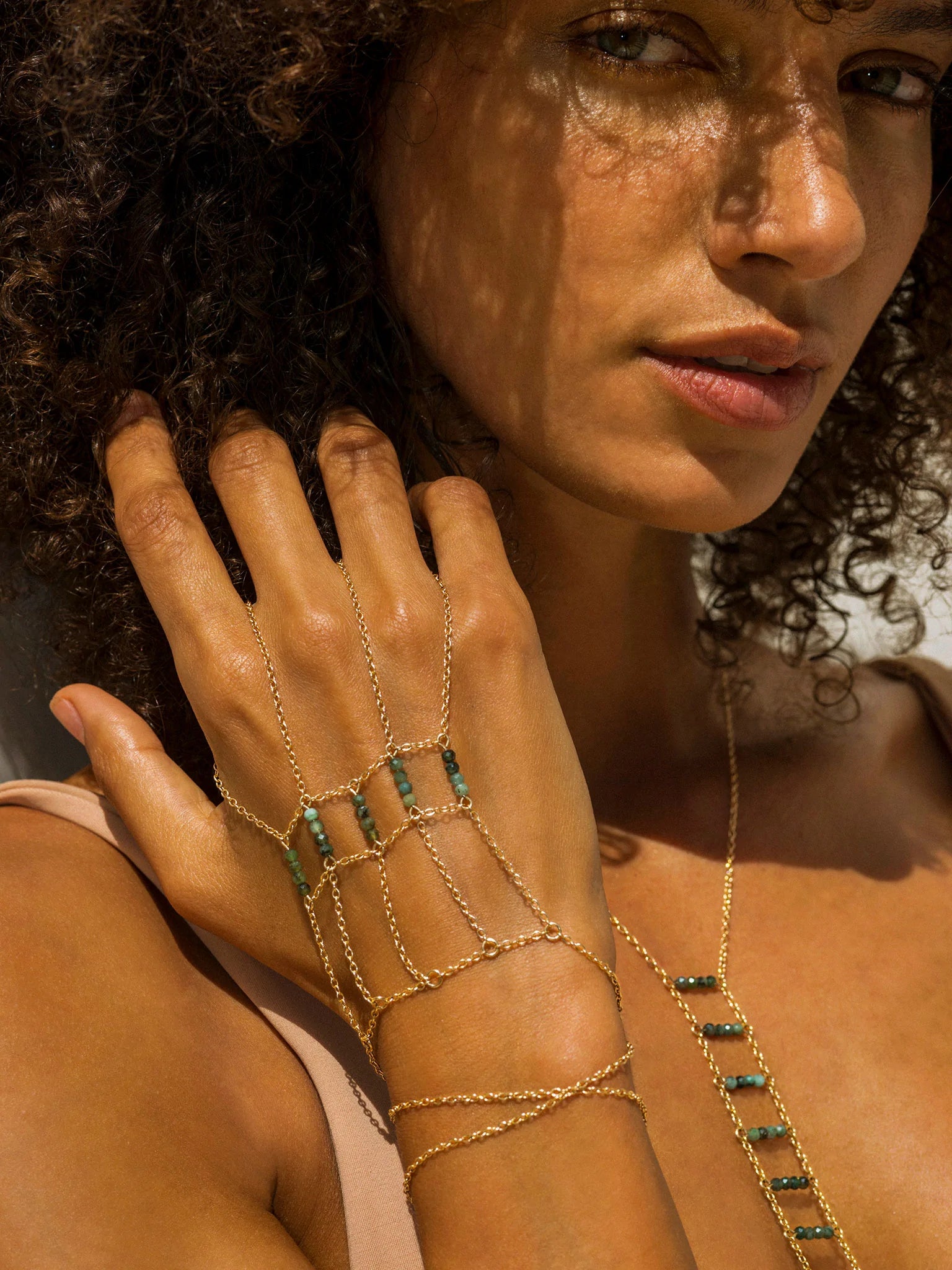 Lion's Gate Gemstone Hand Chain Bracelet - Elegant Boho Beaded Wrist Jewelry for Women - Perfect for Yoga, Meditation, and Festival Fashion Accessories