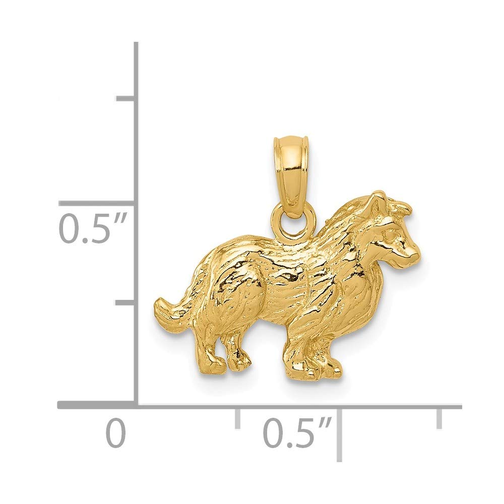 14K Yellow Gold Collie Dog Pendant Necklace - Handmade Jewelry for Dog Lovers | Perfect Gift for Pet Owners, Birthday & Anniversary