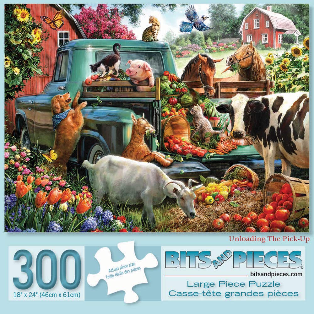 300 Piece Jigsaw Puzzle for Adults - 'Unloading The Pick-Up' by Artist Larry Jones - Large 18