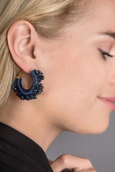 Royal Redux Beaded Hoop Earrings for Women - Elegant Gold-Tone Statement Jewelry - Perfect for Parties, Weddings & Everyday Wear