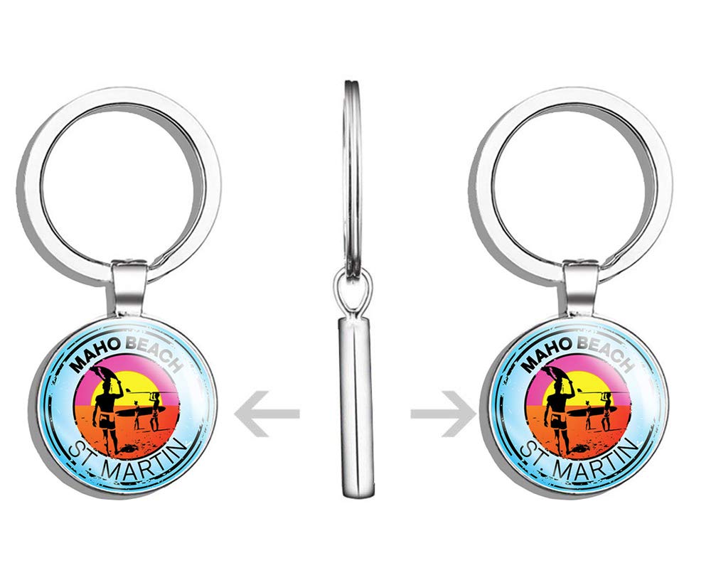Stainless Steel Double Sided Keychain - Maho Beach St Martin Travel Souvenir for Swim, Boat, Kayak, Water Ski & Surf Enthusiasts | Perfect Key Holder & Car Key Finder for Outdoor Adventures