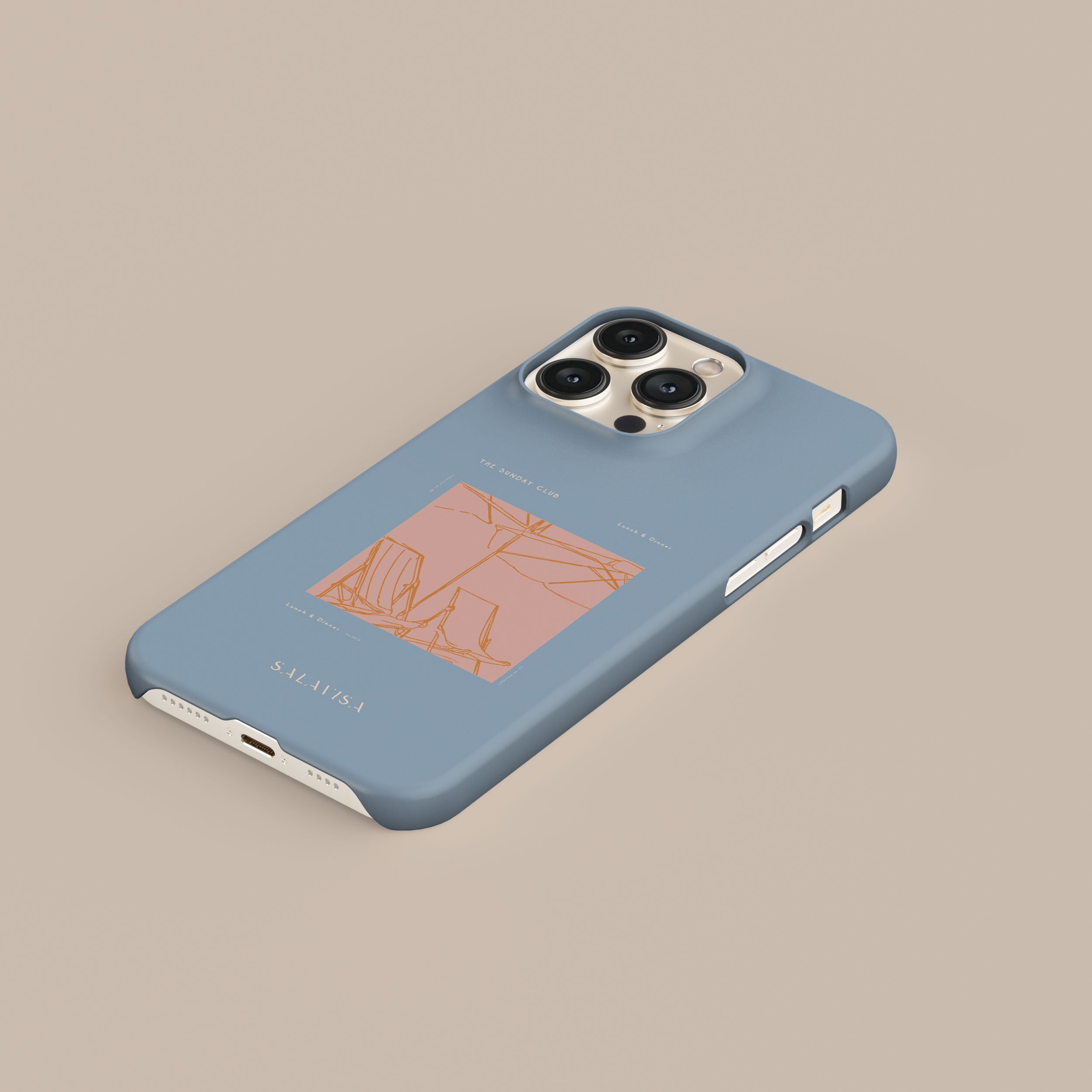 Blue Sunday Club iPhone Case - Premium Protective Cover for iPhone 12/13/14/15 Pro Max - Stylish & Durable Phone Case for Everyday Use, Work, and Travel