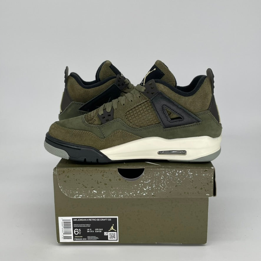 AIR JORDAN 4 CRAFT MEDIUM OLIVE SNEAKERS - WOMEN'S SIZE 6.5/8W (FB9928-200) - PERFECT FOR CASUAL WEAR, STREET STYLE & SPORTS FASHION
