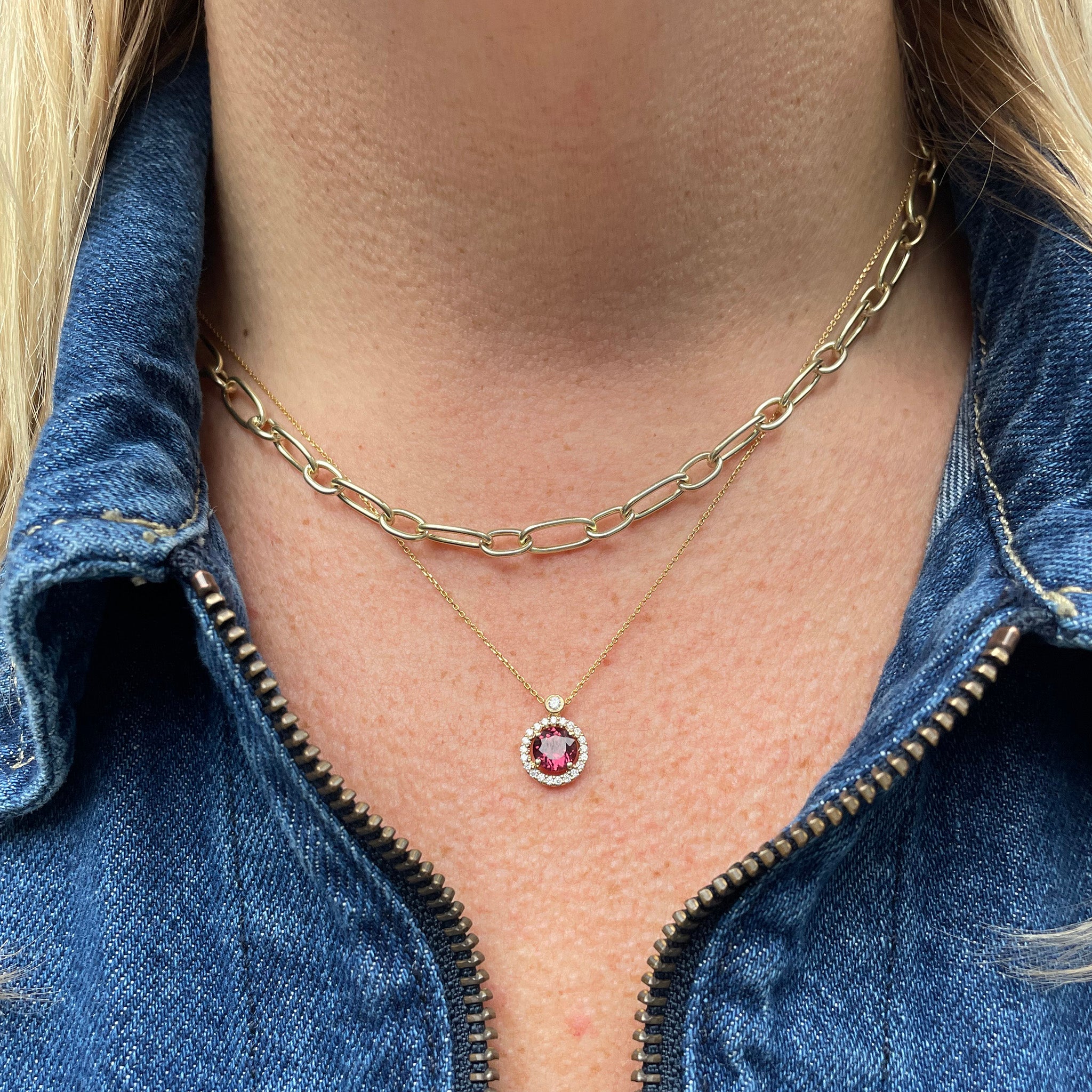 14K Yellow Gold Italian Mixed Oblong Oval Link Necklace for Women - Elegant Layered Chain Jewelry for Daily Wear & Special Occasions
