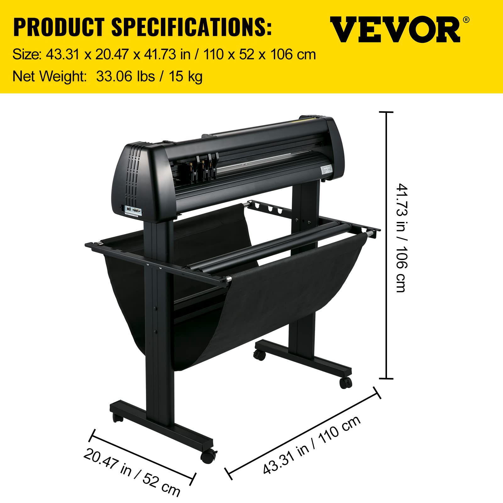 VEVOR 34-Inch Offline Vinyl Cutter Machine with USB & Floor Stand - Adjustable Speed & Pressure Plotter for Sign Making, Decals, Stickers | Perfect for Home DIY, Small Business & Commercial Signage Projects