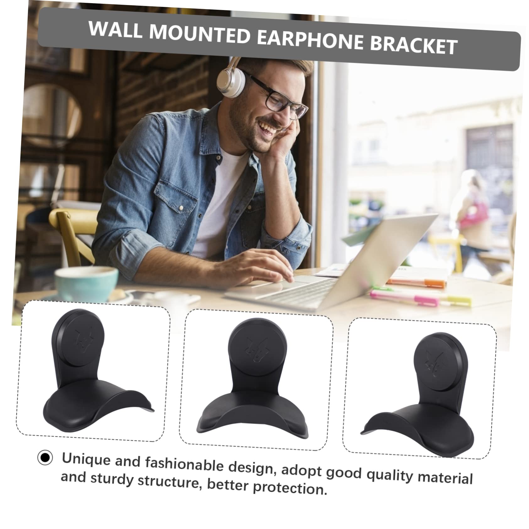 6-Pack Angoily Headphone Hangers - Wall Mount & Under Desk Headset Stand Hooks for Gaming, Office & Home Organization (Black) - Perfect for Gamers, Work from Home & Headphone Storage Solutions