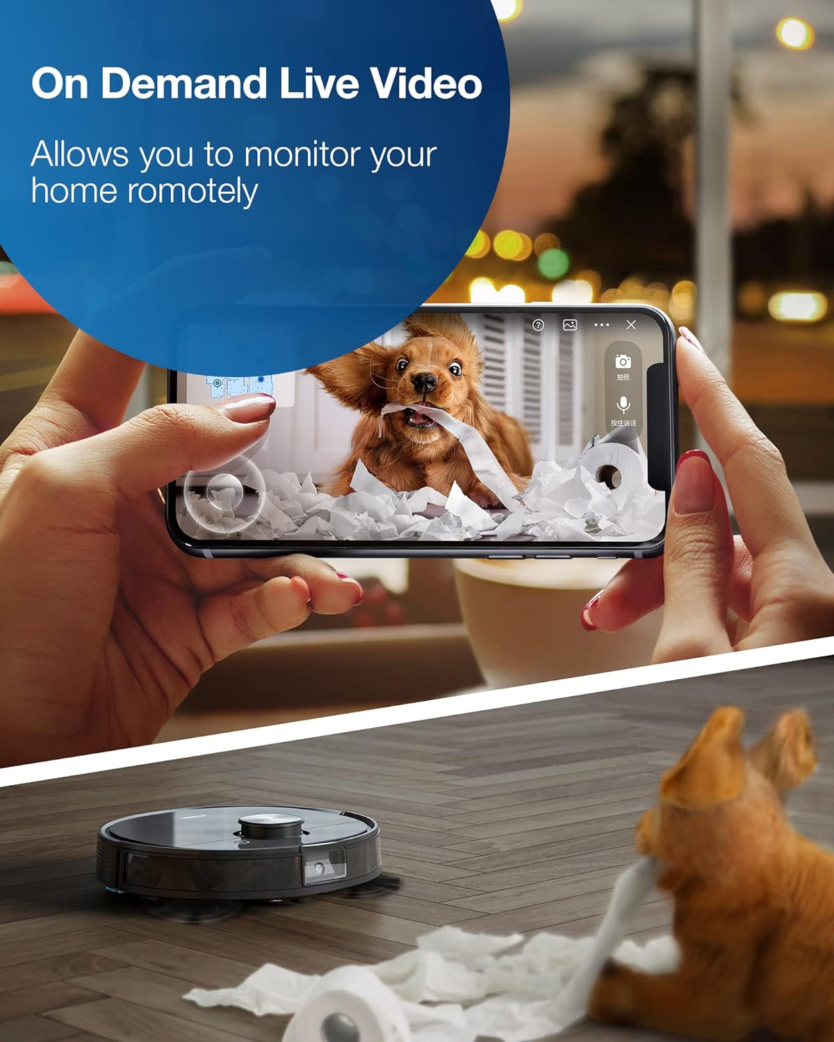 Ecovacs DEEBOT OZMO T8 AIVI Robot Vacuum and Mop Combo - Smart AI Laser Mapping, Object Recognition, Live Video Monitoring, 180min Runtime - Ideal for Hardwood Floors, Carpets & Pet Hair Cleaning (Black)