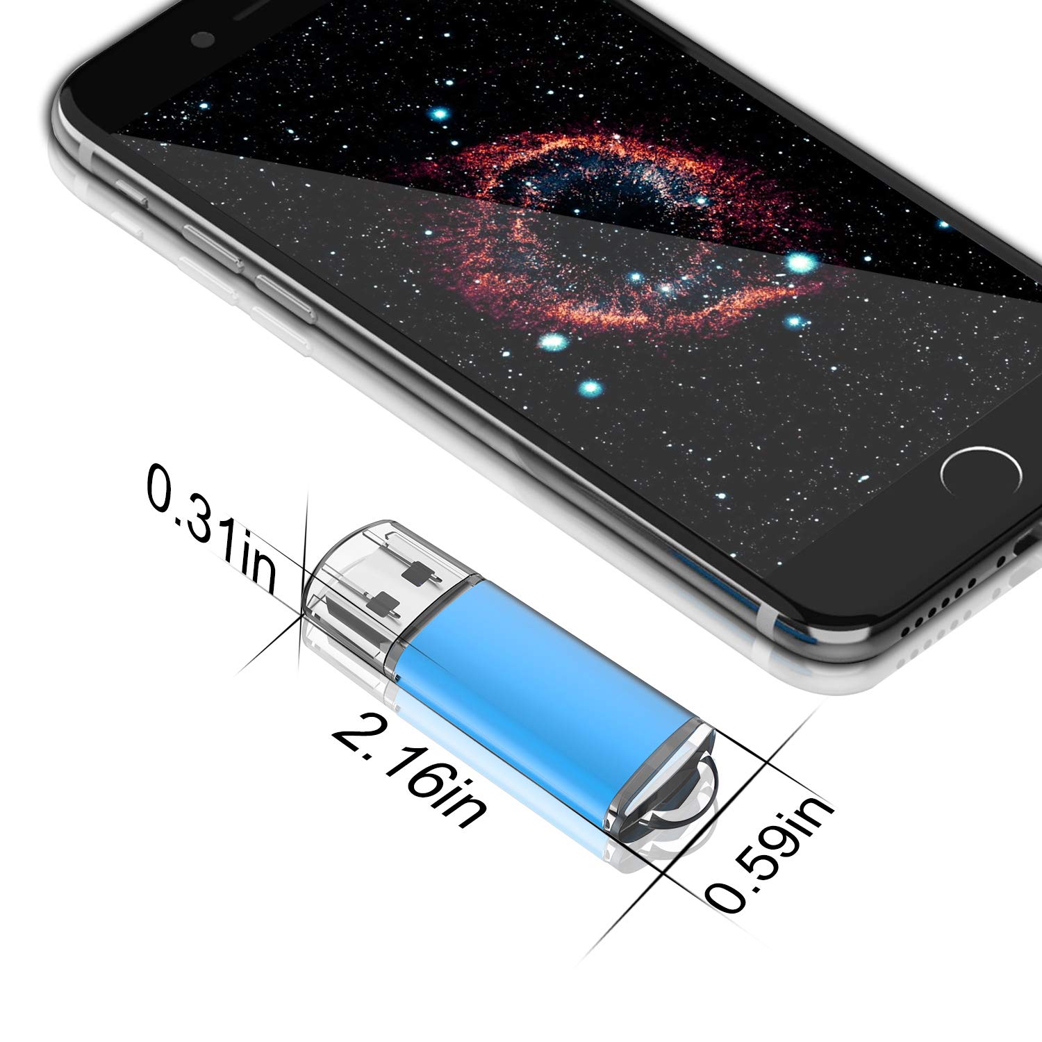 KEXIN 50 Pack 16GB USB Flash Drives - Blue Retractable USB 2.0 Memory Sticks with 30MB/s Speed for Windows/Mac/Linux - Perfect for Data Storage, File Transfer & School/Office Use