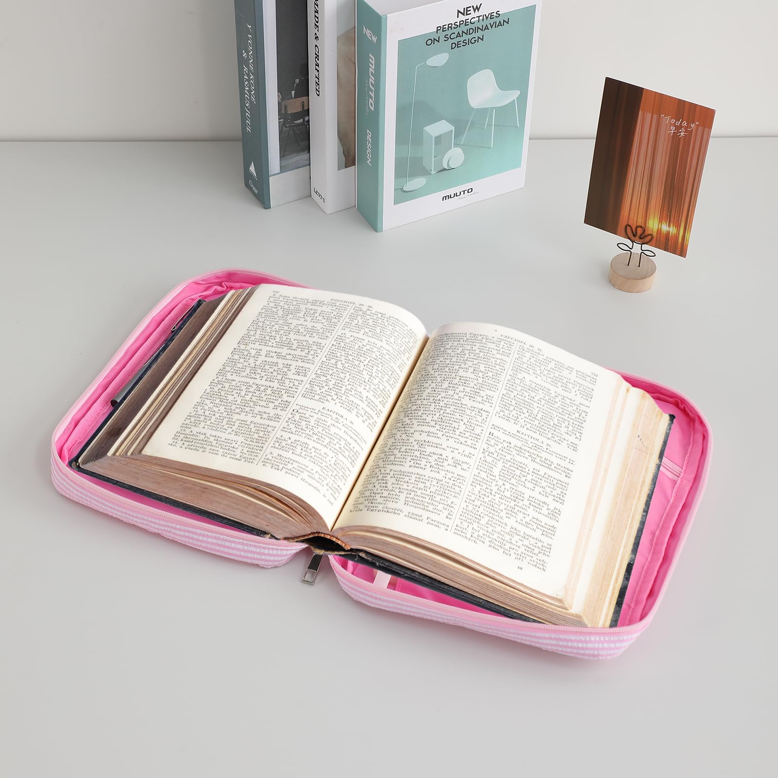 Women's Bible Cover with Top Handle - Striped Protective Book Case & Church Bag for Christian Gifts (Pink) | Perfect for Church Services, Bible Study & Travel