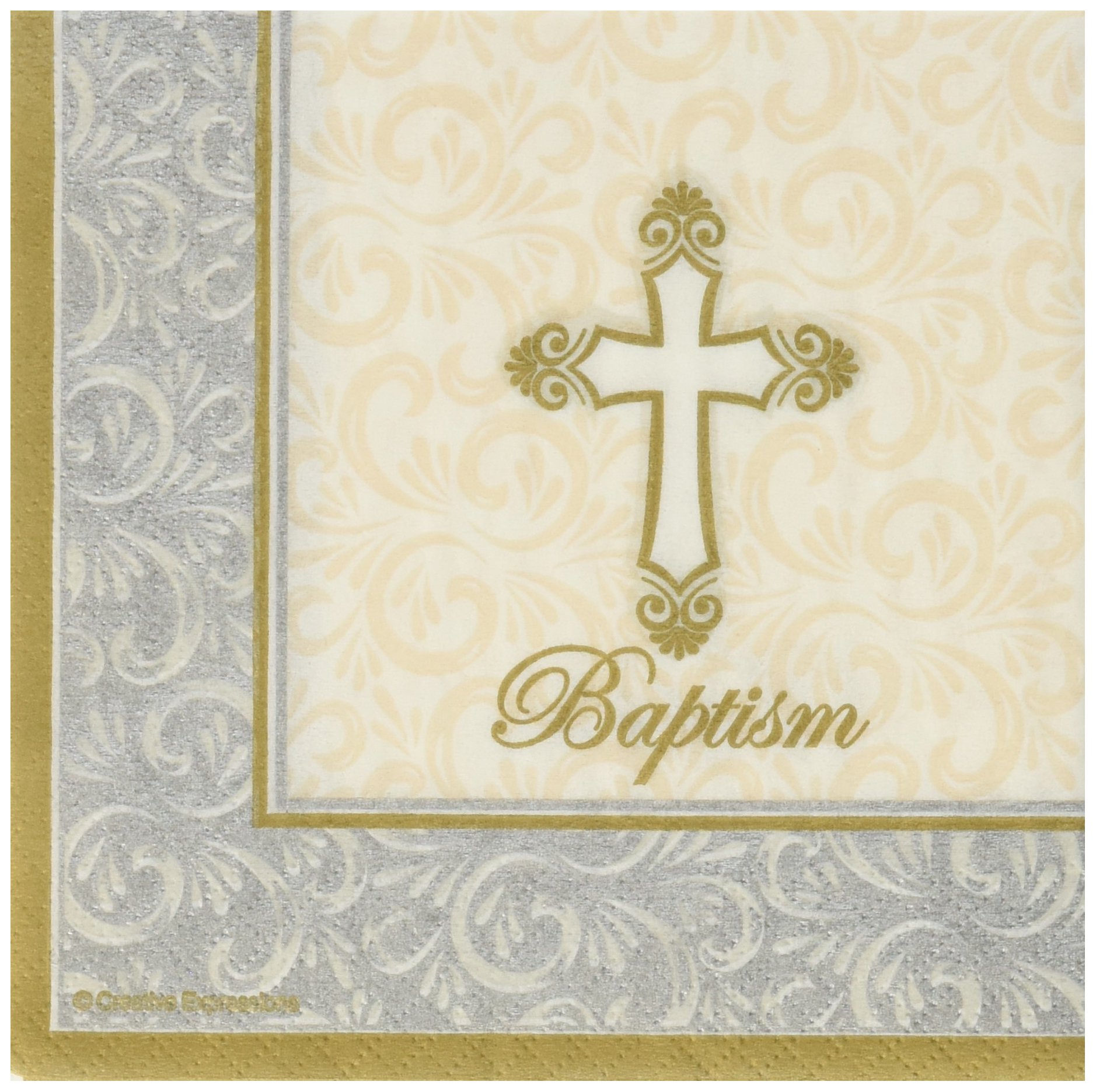 Kole Imports Baptism Divinity Beverage Napkins - Elegant Religious Party Supplies for Christening, Communion & Church Events