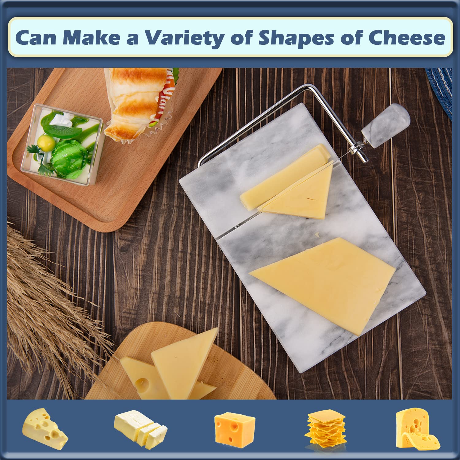 Premium Marble Cheese Slicer Board - 5