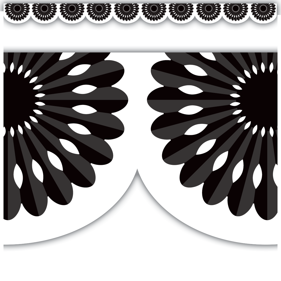 Black and White Fiesta Die Cut Border Trim - 36ft Decorative Bulletin Board Border for Classroom, Party & Office Decor