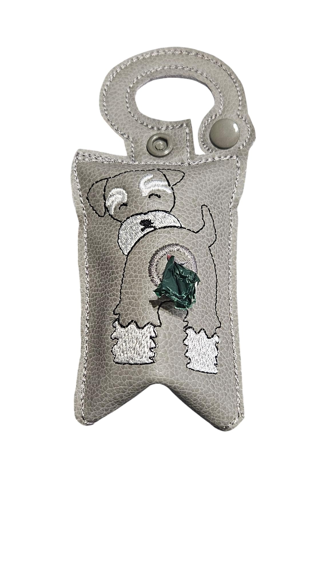 Cute Schnauzer Butt Dog Poop Bag Holder Leash Attachment - Dog Waste Bag Dispenser Pouch for Small Medium Large Dogs - Fits Any Dog Leash with Free Roll of Poop Bags - Perfect for Walking Hiking Park Outdoor Pet Cleanup