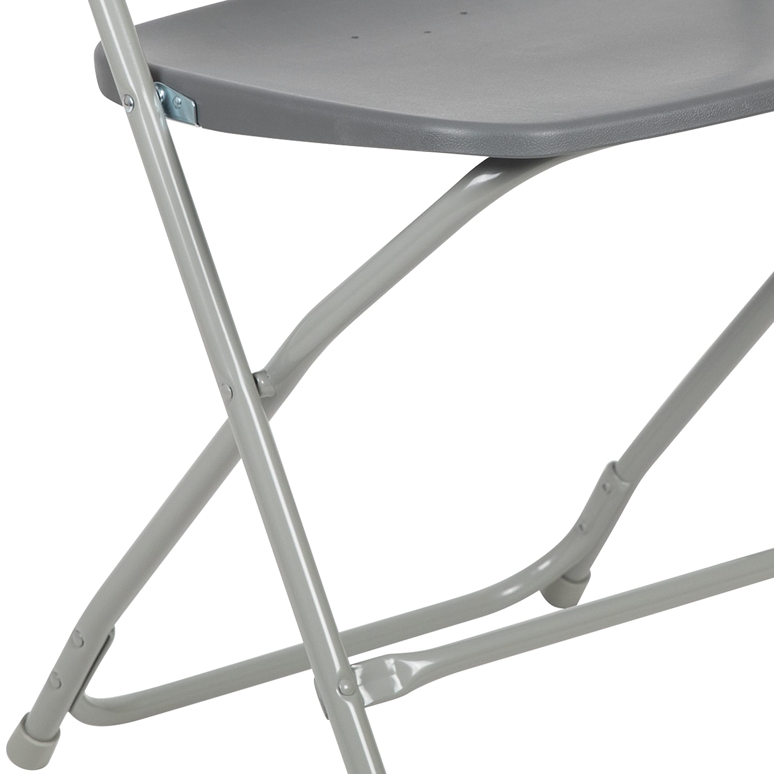 Heavy Duty Folding Chairs 4 Pack - 650LB Capacity Grey Plastic Event Chairs - Lightweight Portable Stackable Chairs for Outdoor Parties, Camping, Picnics & Home Use