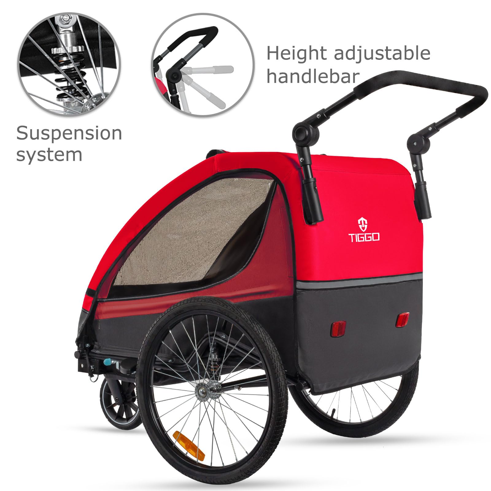 TIGGO VS 2-in-1 Bike Trailer & Stroller - Double Seat Bicycle Carrier for Toddlers and Kids - Perfect for Cycling, Jogging, and Family Outdoor Adventures