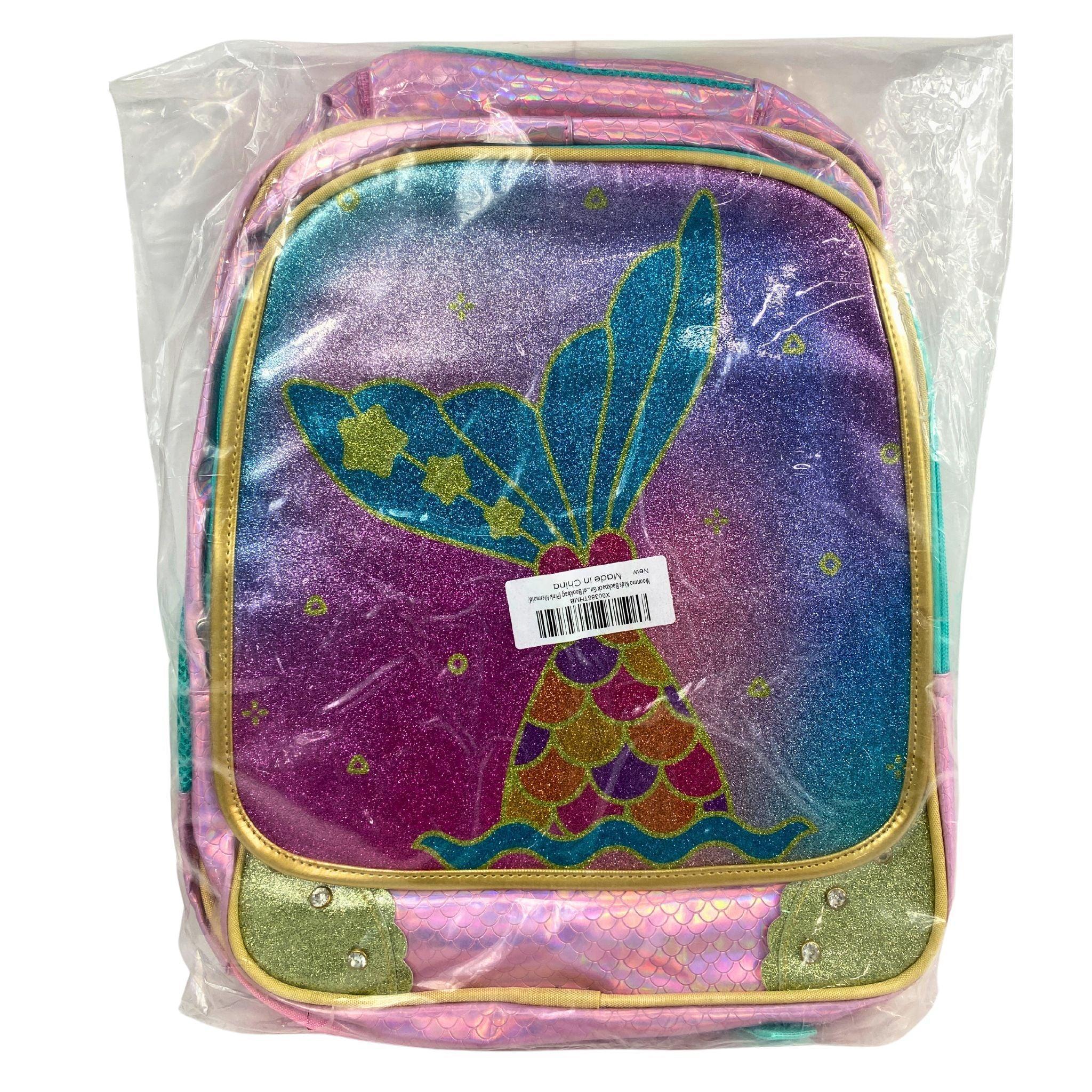 Moonmo Kids Backpack for Girls - Cute Mermaid Design School Bookbag (Pink, 24 Pack) - Perfect for School, Travel & Daily Use