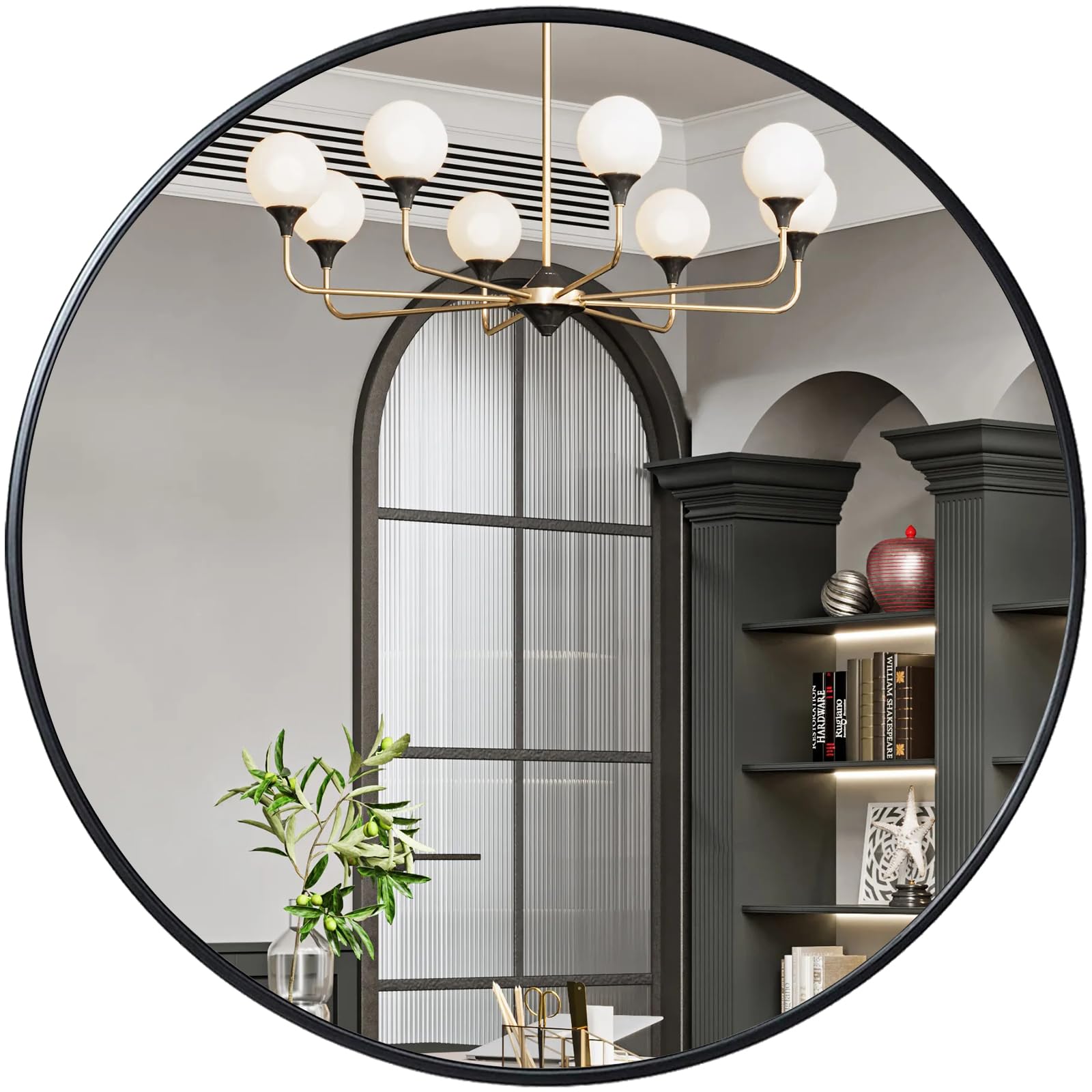 48 Inch Round Wall Mirror - Large Circle Mirror for Bathroom, Living Room, Bedroom, Vanity & Entryway - Perfect for Home Decor & Makeup Area Lighting