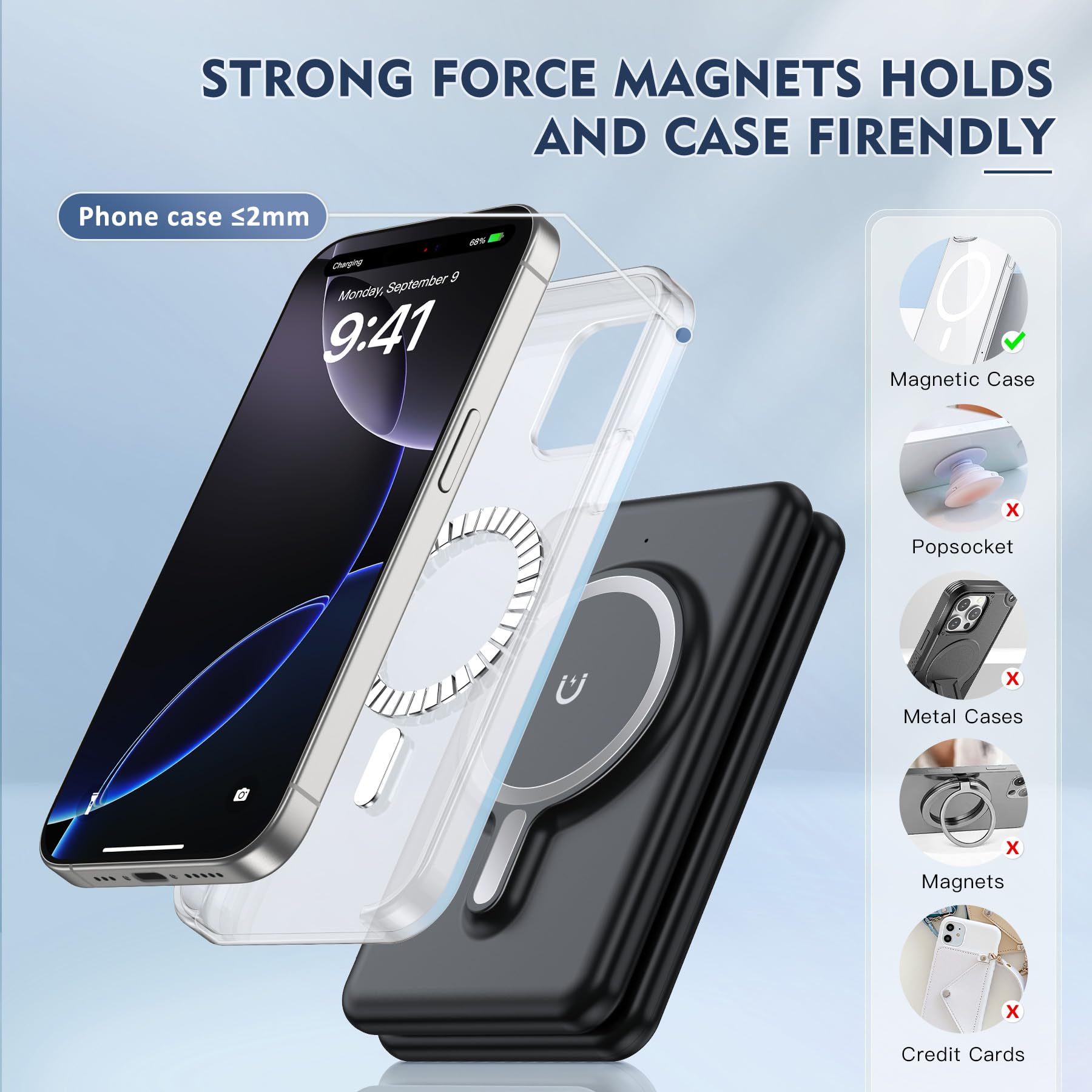 3-in-1 Magnetic Wireless Charging Station for iPhone 16/15/14/13/12 Pro Max Plus, Apple Watch Series & AirPods - Foldable Fast Charger Pad for Multiple Apple Devices - Perfect for Home, Office & Travel Use