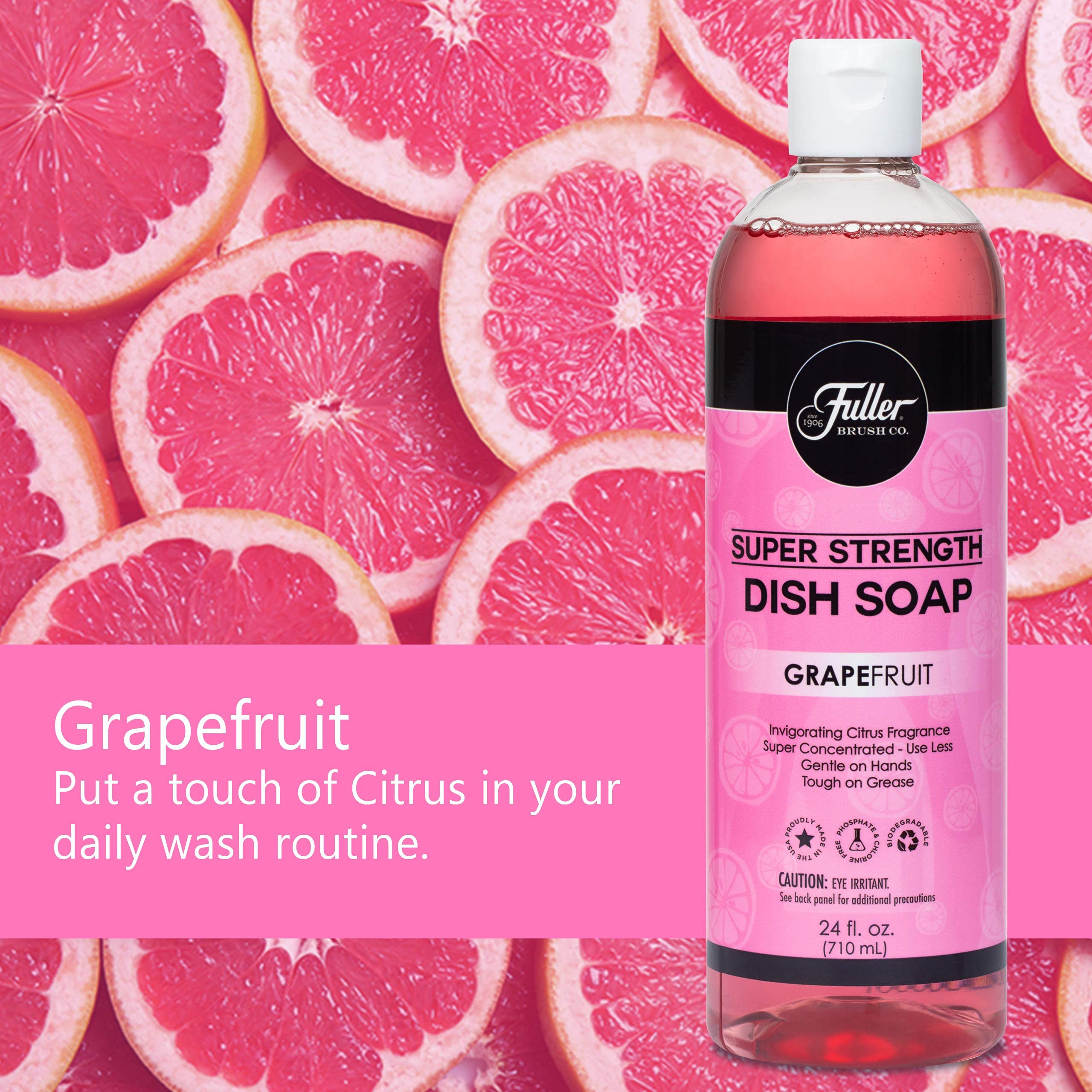 Fuller Brush Super Strength Dish Soap - Concentrated Formula Saves Money (6 Pack) | Grapefruit Scent | Cuts Grease on Dishes, Glassware, Silverware, Pots, Pans & Countertops | Ideal for Kitchen, Restaurant & Commercial Use