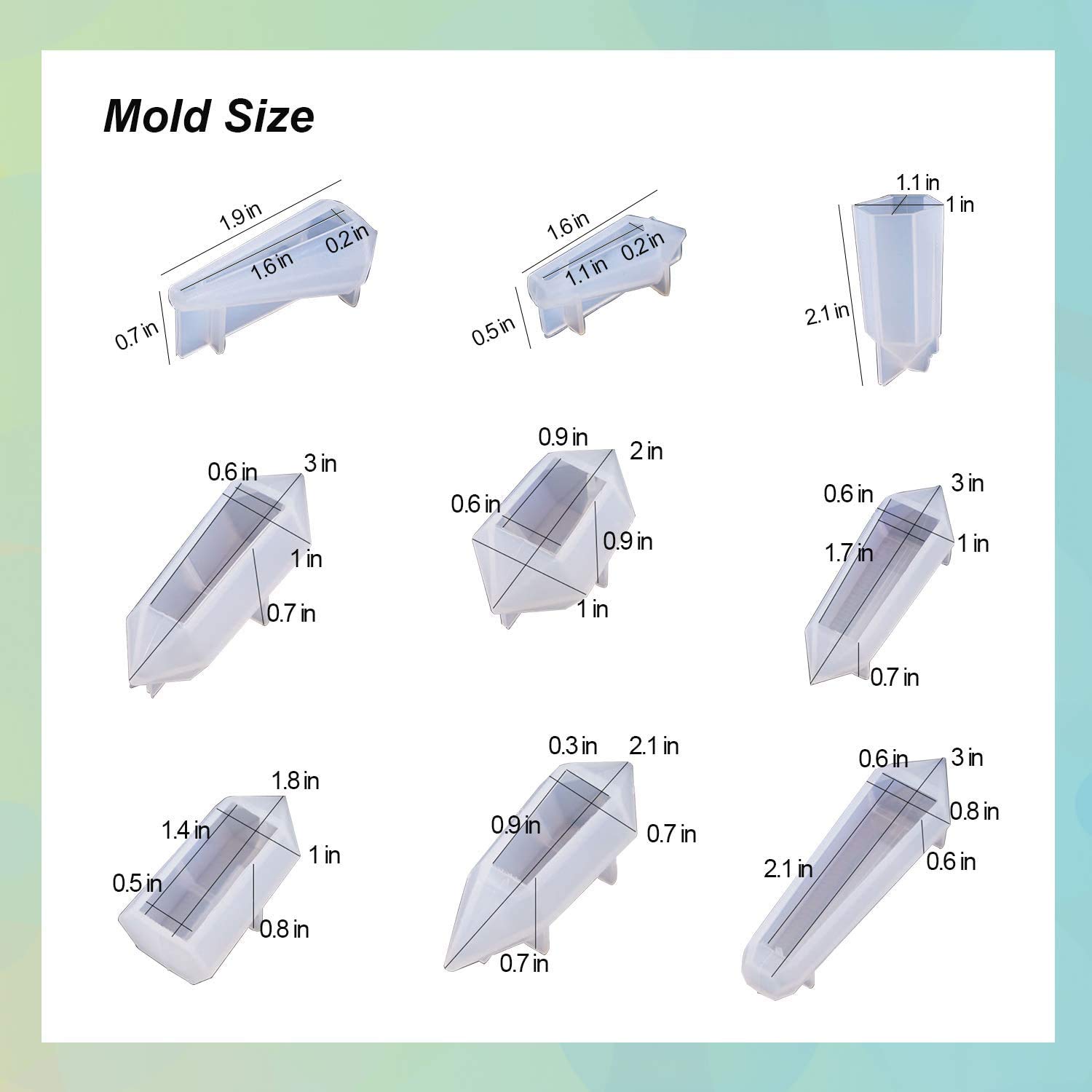 58Pcs Silicone Resin Molds for Jewelry Making - Multi-Facet Crystal Pendant Molds, Quartz Gemstone Casting Molds for DIY Necklace & Pendulum Crafts - Perfect for Handmade Resin Jewelry, Crystal Healing Accessories, and Unique Gift Making