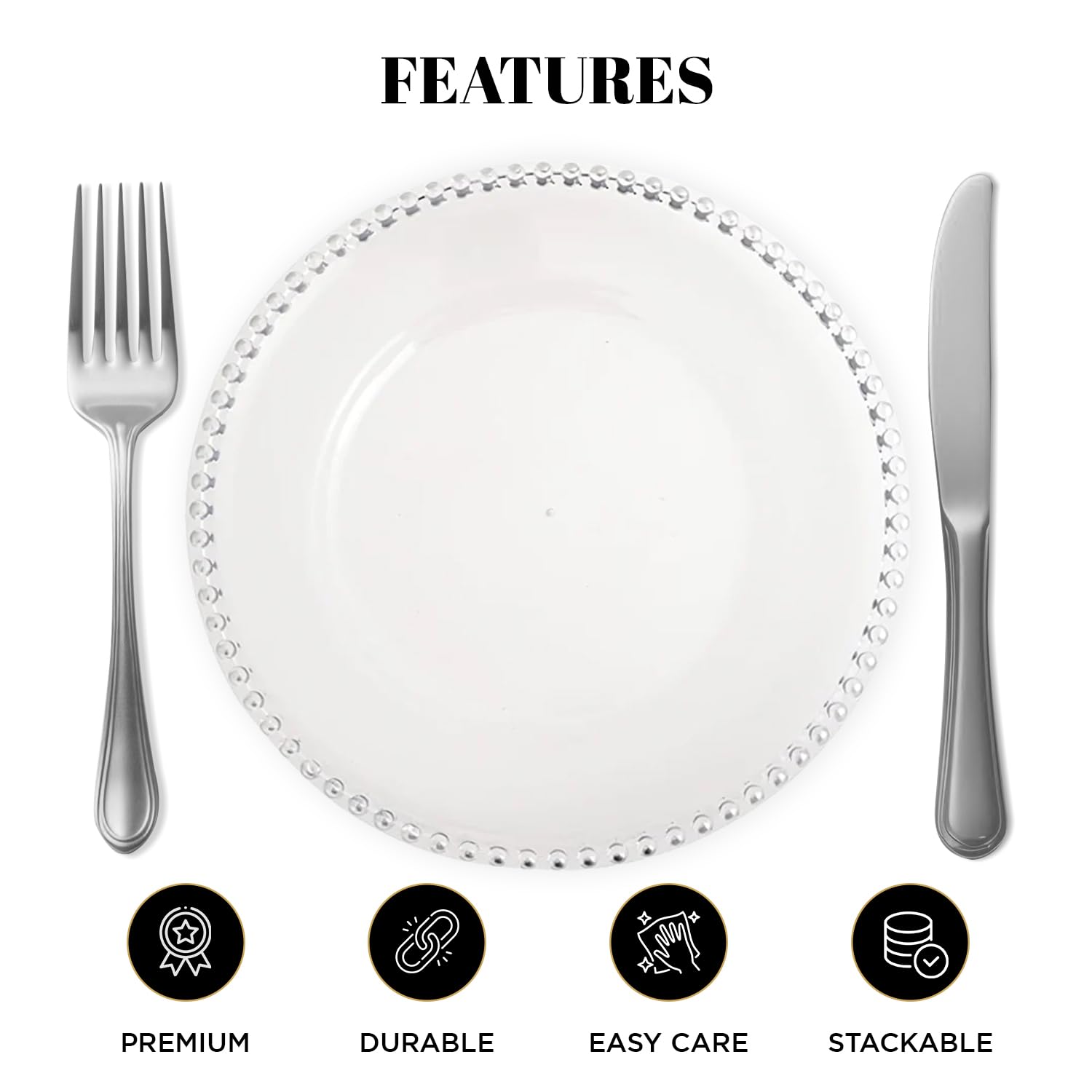 MYEventProducts 8-Pack 13 Inch Clear Glass Charger Plates - Heavy Duty Wedding Reception Plates, Durable Party Supplies for Formal Dinners, Buffets & Special Events (CLEAR)