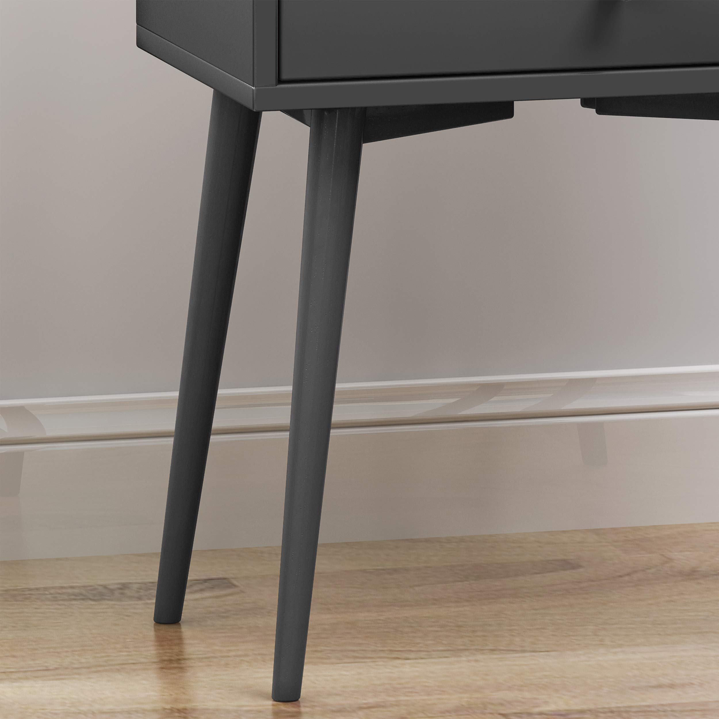 Verna Mid-Century Modern Side Table - Dark Gray Wood Nightstand for Living Room, Bedroom & Office | Compact End Table with Sturdy Metal Legs | Perfect for Small Spaces, Reading Nook & Coffee Table Companion