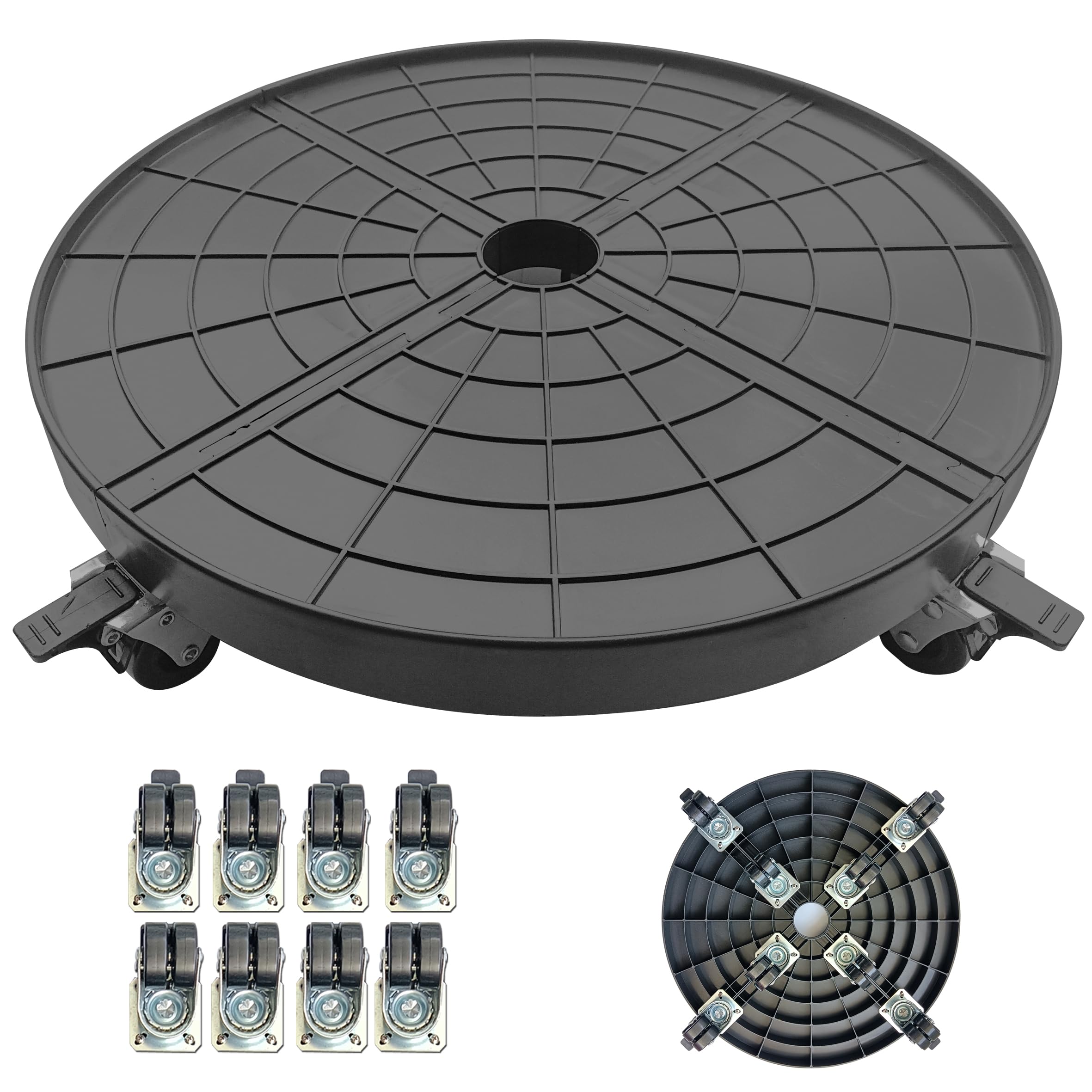 **20 Inch Heavy Duty Plant Caddy with 360° Lockable Wheels - 600 Lbs Capacity Rolling Plant Stand for Indoor & Outdoor Use - Large Black Plant Dolly for Big Flower Pots & Planters - Perfect for Moving Heavy Potted Plants on Patios, Decks, and Greenhouses**