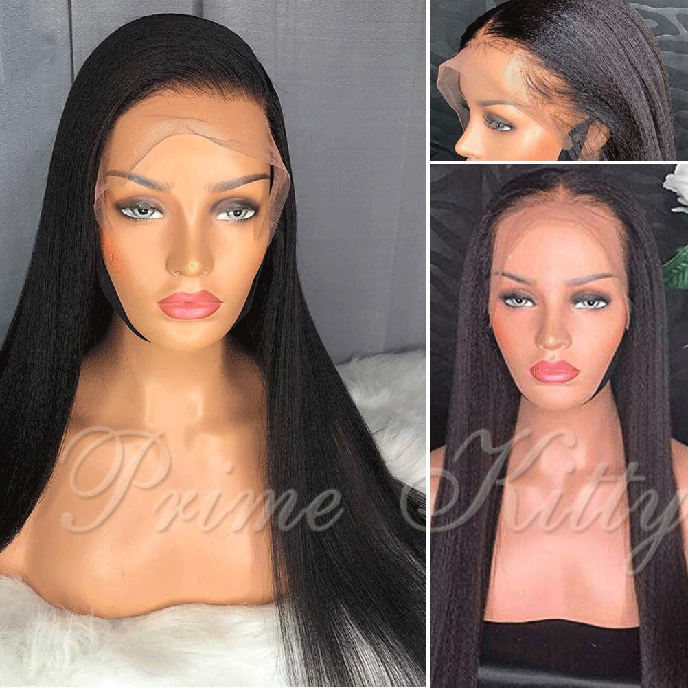 150% Density Lace Front Human Hair Wigs for Women - Yaki Straight Glueless Wig with Baby Hair | 10