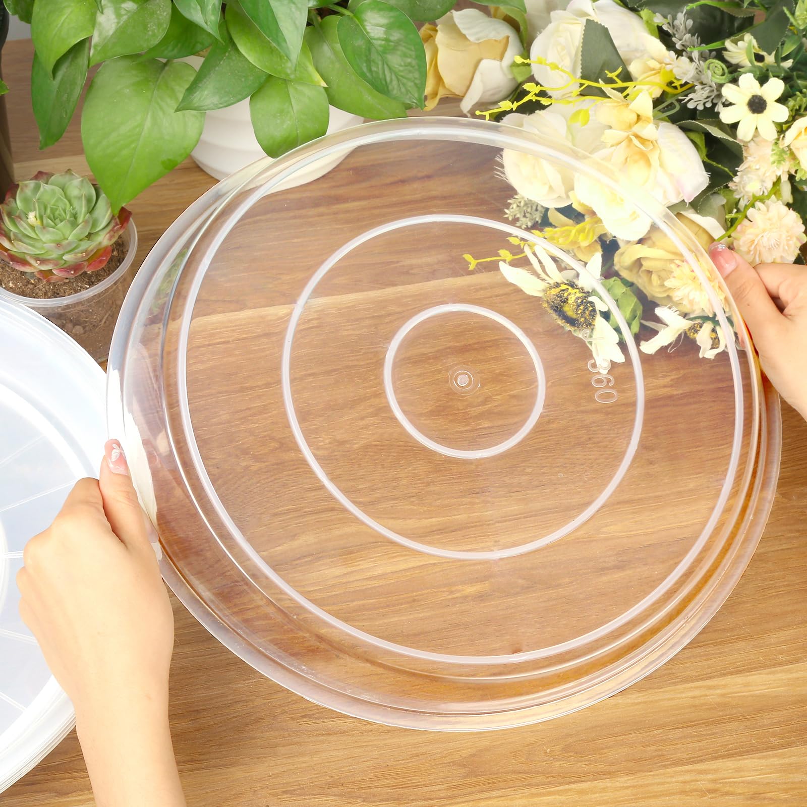 6-Pack Clear Plastic Plant Saucers (4/6/8/10/12/14/16/18/20 Inch) - Durable Water Catch Trays for Indoor & Outdoor Plant Pots - Leak-Proof Drip Trays with Sturdy Base - Perfect for Home, Office, Garden and Balcony Planters
