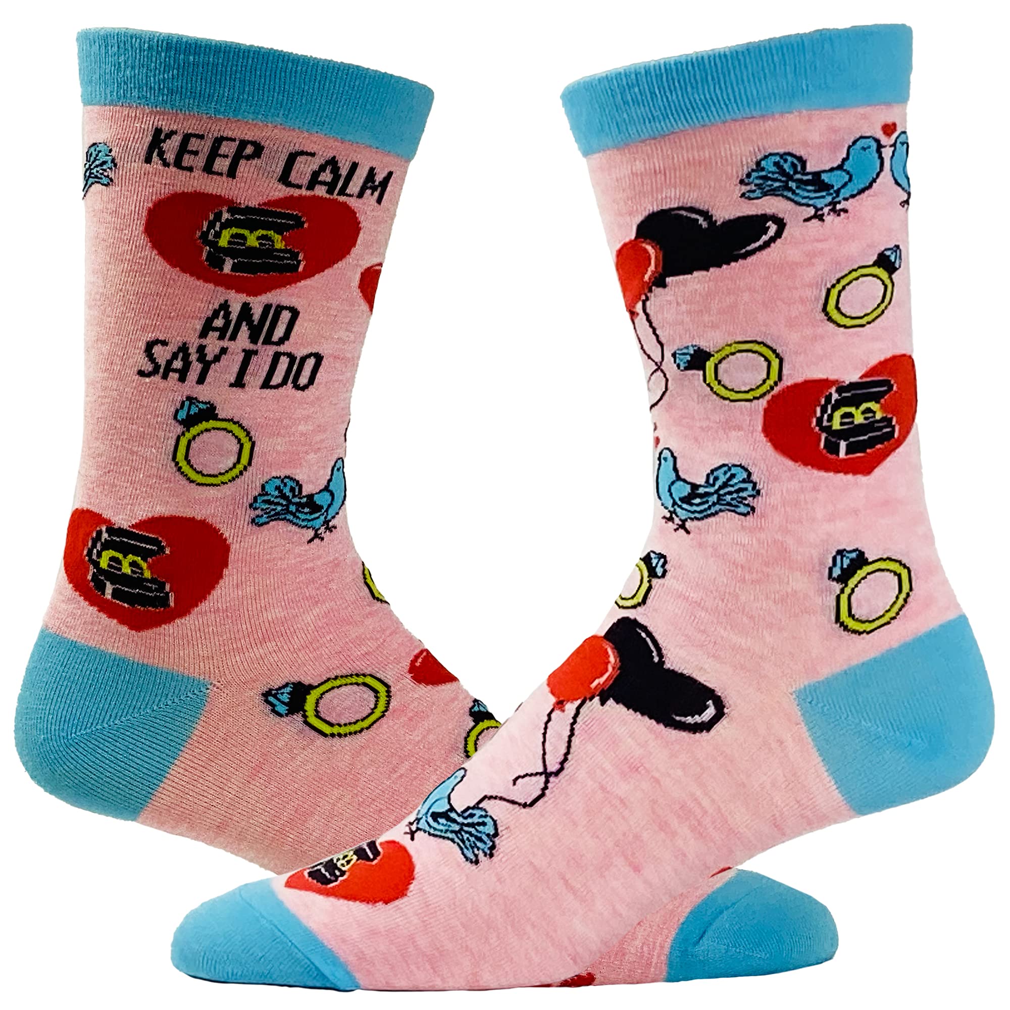 Funny Bride Wedding Socks for Women - Keep Calm and Say I Do Novelty Footwear - Perfect for Bridal Showers, Bachelorette Parties & Engagement Gifts