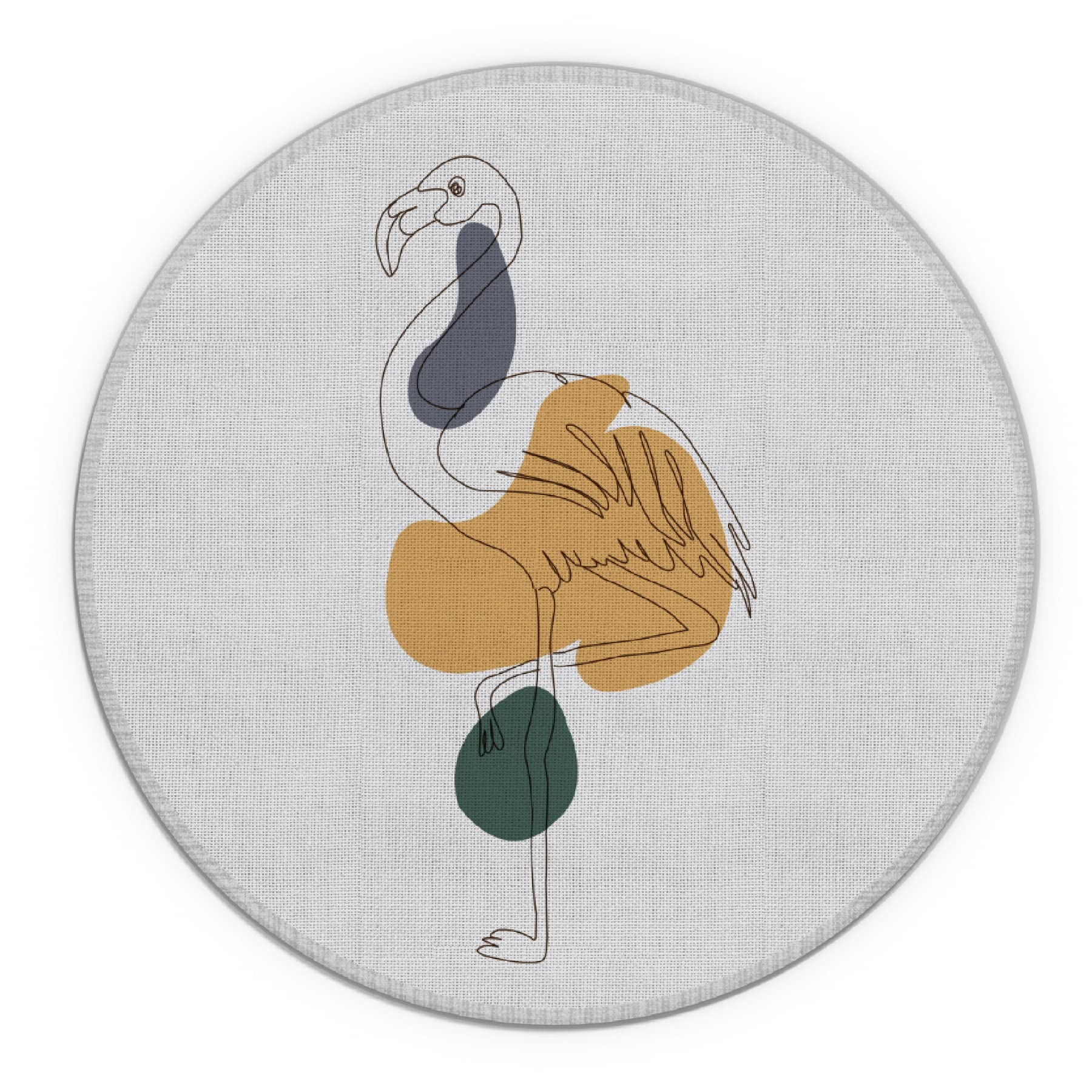 Abstract Boho Modern Line Art Flamingo Waterproof Mouse Pad - 7.9 Inch Round Non-Slip Rubber Base Desk Mat for Office, Home & Dorm Decor - Perfect Boho Gift for Women & Girls - Ideal for Workstations, Gaming & Computer Use